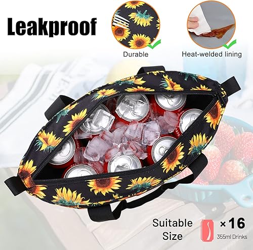 Miniatura 9 de MIER Bolsas de almuerzo para mujer, bolsa de almuerzo grande con aislamiento, contenedor para el trabajo, universidad, viajes, playa, correa de