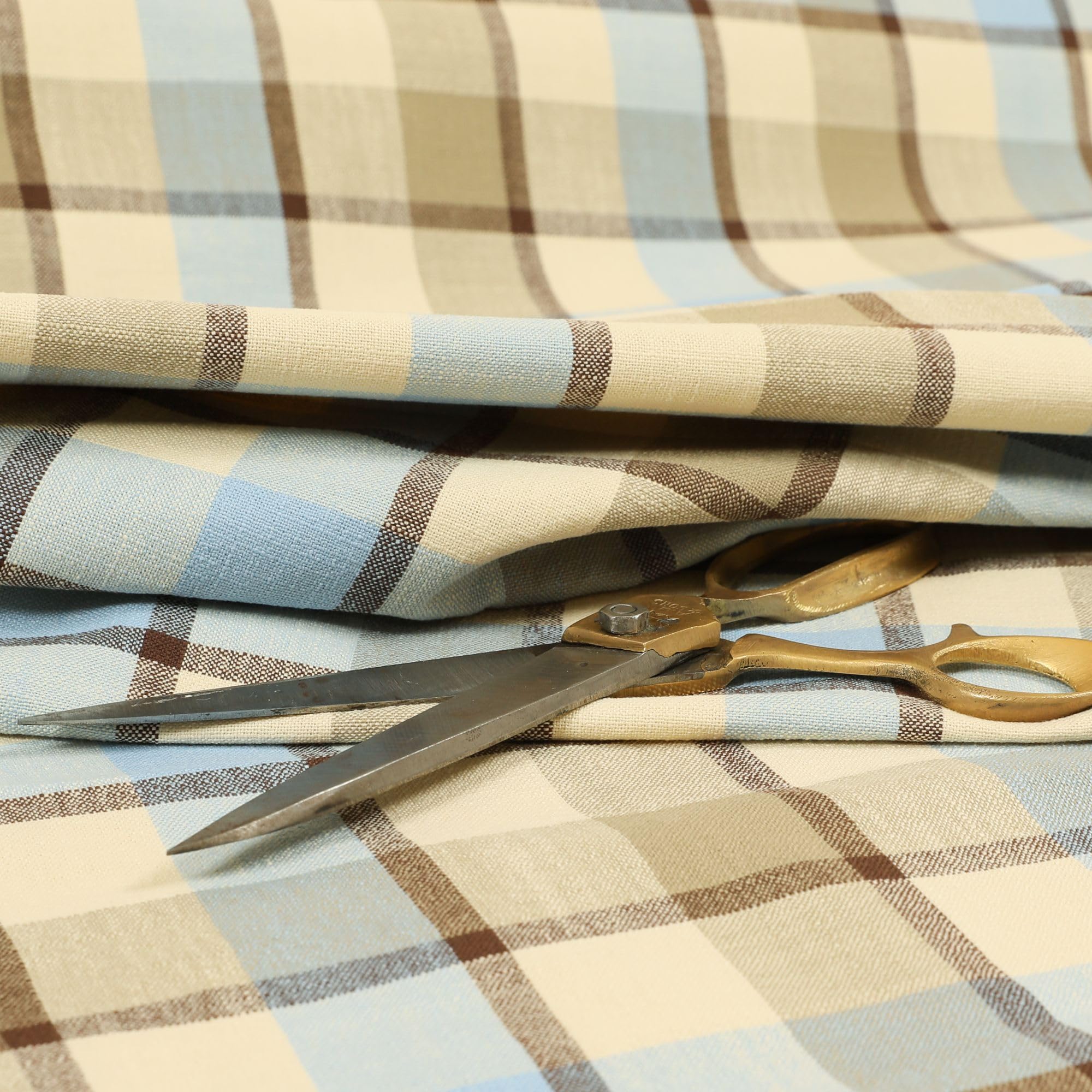Redbrick Mill Fabrics Quality Scottish Tartan Pattern Chenille Curtain Furnishing Upholstery Fabric (Blue, Per Metre)