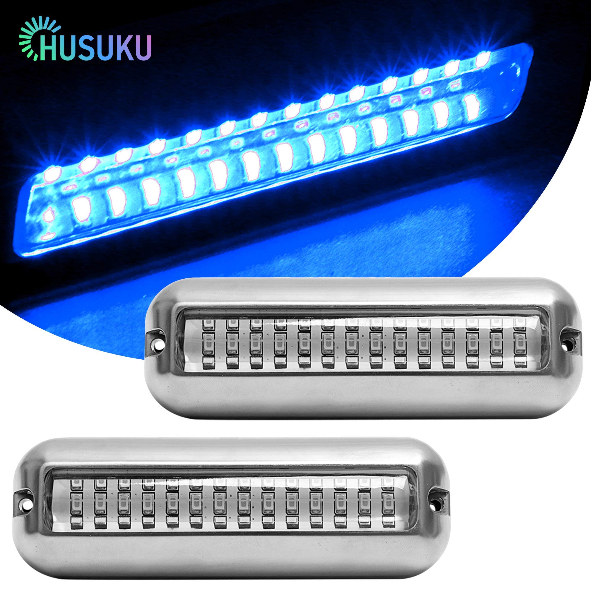Buy HUSUKU Mid 42LED 1500LM Marine Led Lights for Boat Underwater(Blue