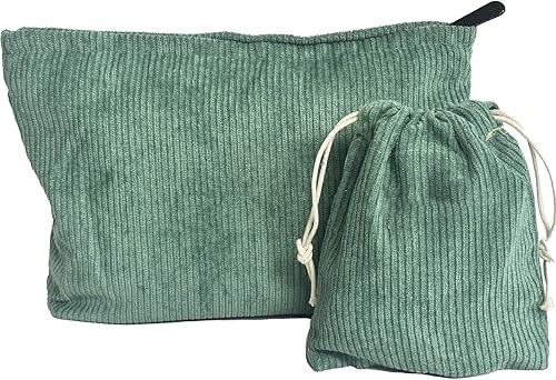 Miniatura 1 de Bolsa de maquillaje grande Bolsa de cosméticos de viaje lindo para mujeres y, 2 piezas-verde