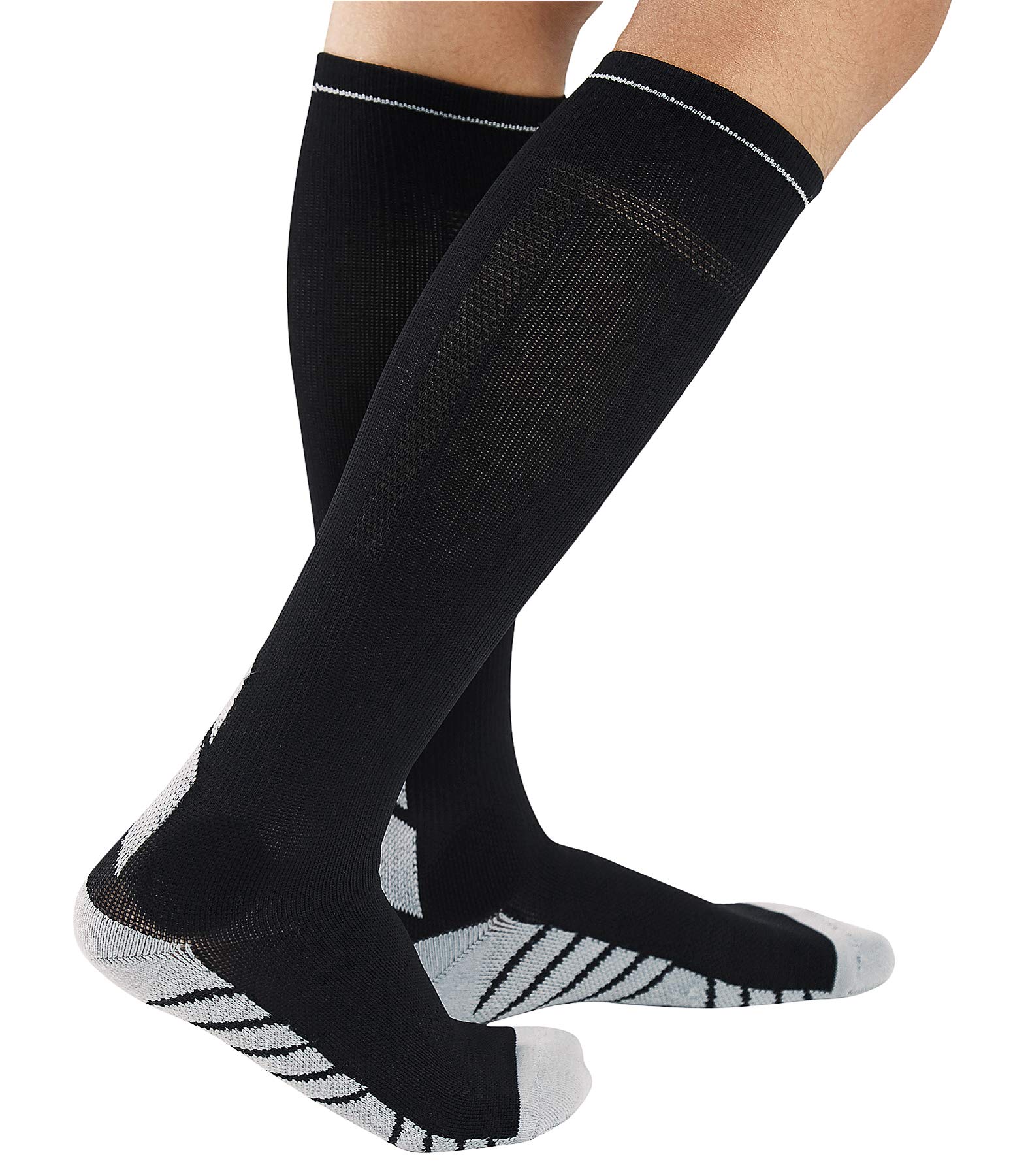 3 Pairs Compression Socks Women Men 20-30mmHg Circulation Stockings Nursing Socks for Nurse,Flight,Sports (Large, Black(1 pairs))