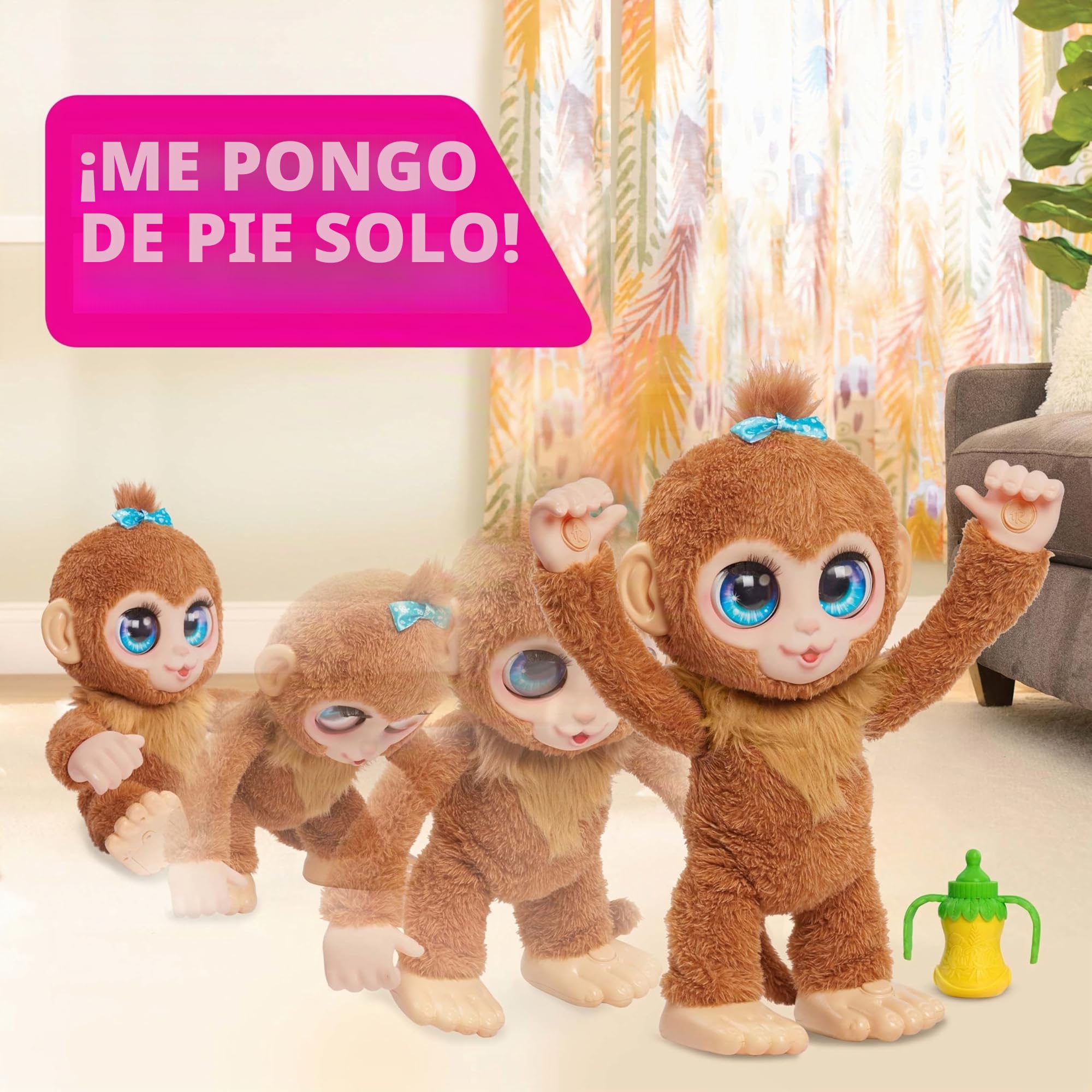 Just Play Mono de Peluche Interactivo Peanut The Playful Monkey de furReal, de 20 cm, con Sonidos, Juguetes para niños a Partir de 4 años