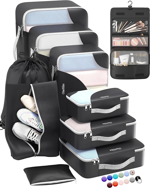 ALL INCLUDED 10 Set Durable Packing Cubes for Suitcases OlarHike Essentials for Travel UPGRADED Anti-Tear Stitching NEW Improved