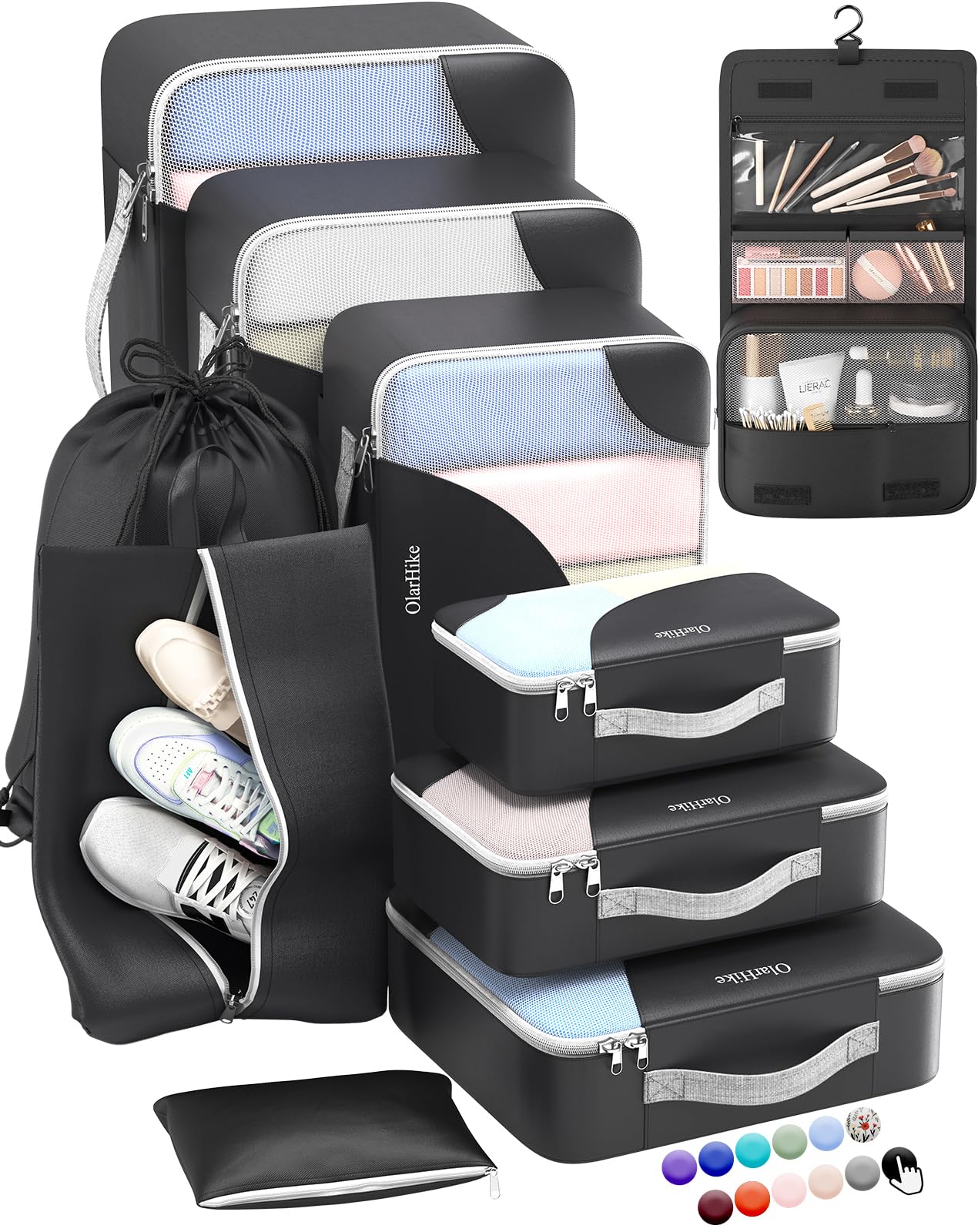ALL INCLUDED 10 Set Durable Packing Cubes for Suitcases OlarHike Essentials for Travel UPGRADED Anti-Tear Stitching NEW Improved