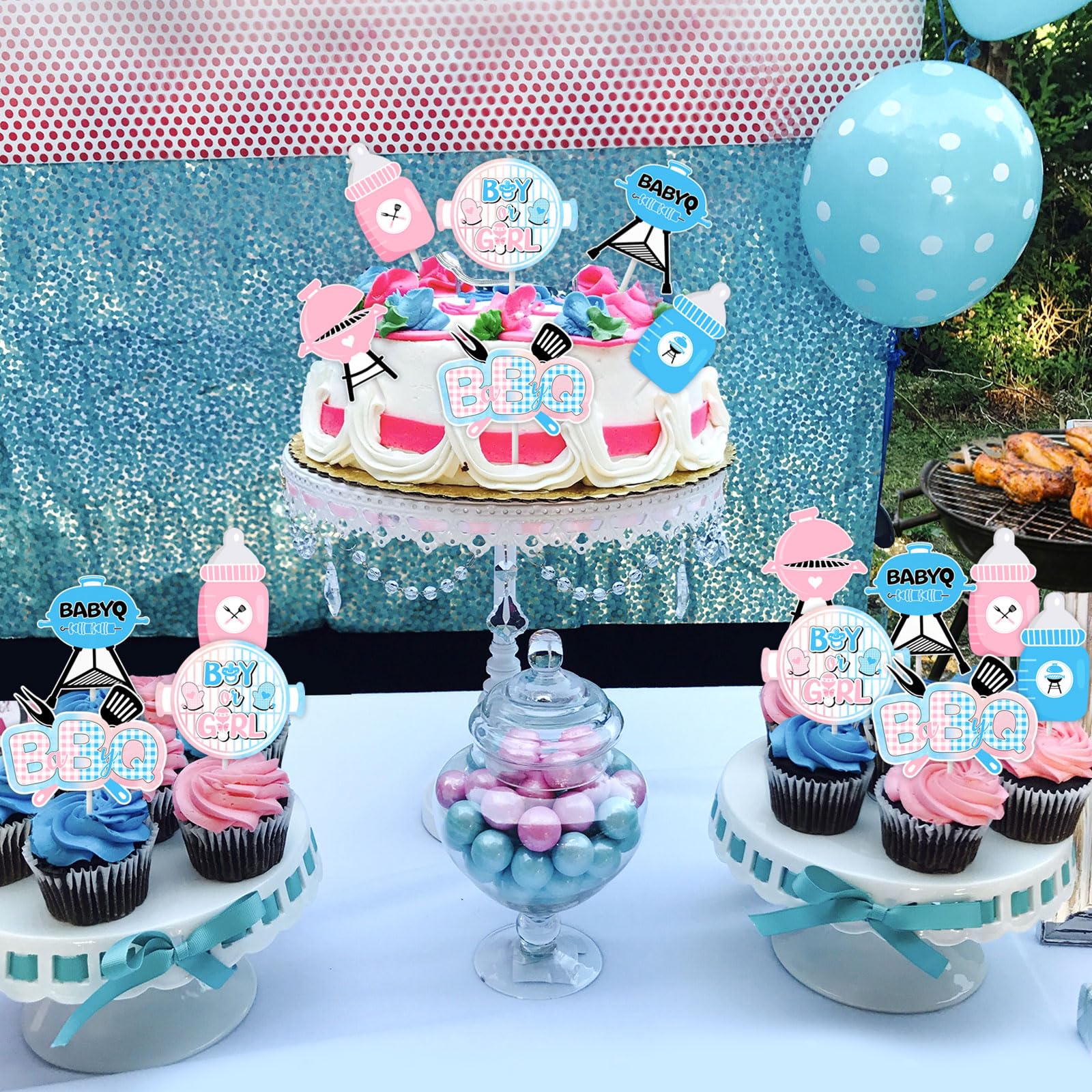 24 Unidades Para Niños O Niñas, Decoración De Cupcakes Rosa O Azul, Baby Shower, Revelación De Género, Decoración De Fiesta, Color Azul Y Rosa