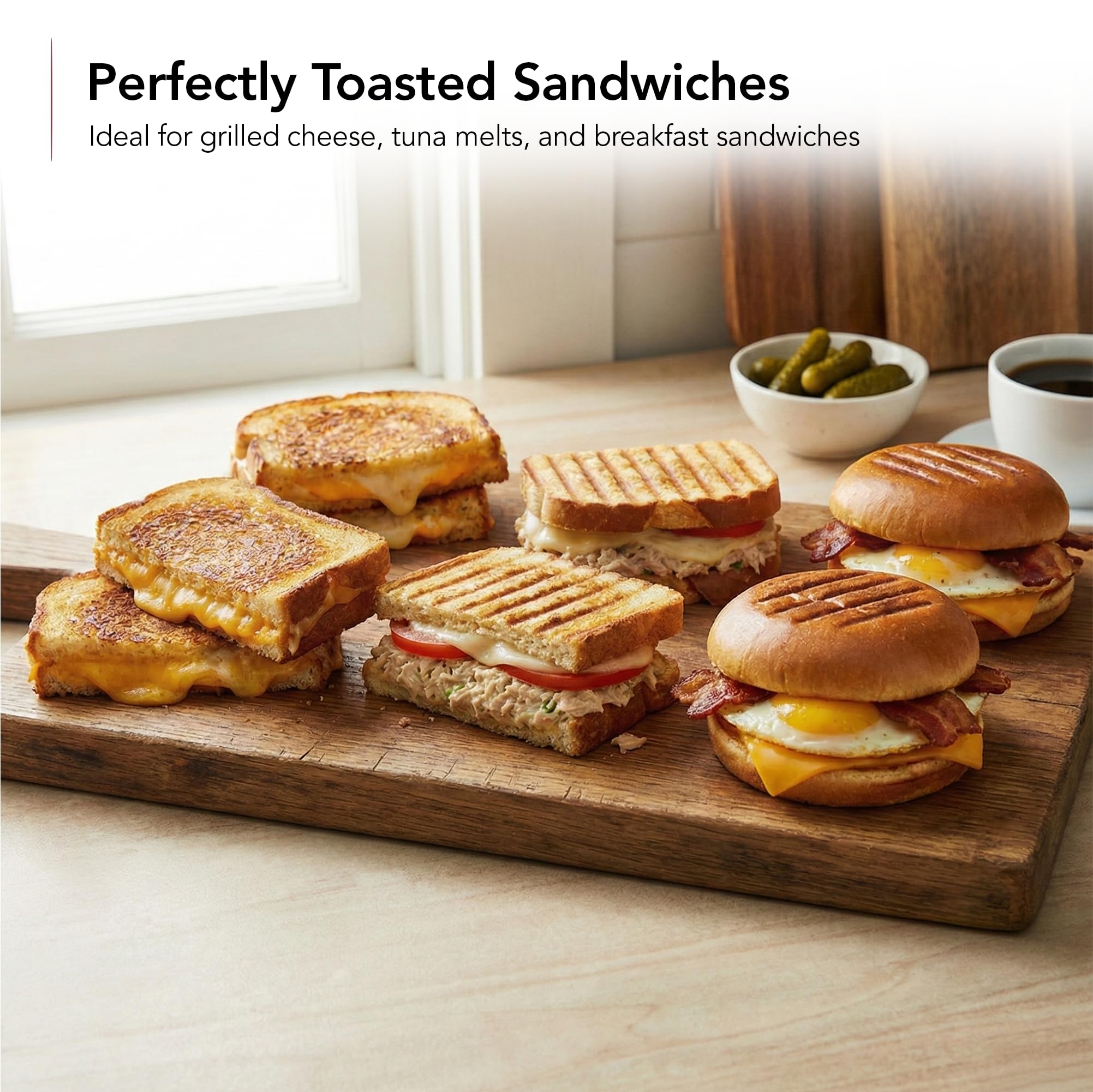 OVENTE 3 in 1 Electric Sandwich Maker, Panini Press Grill and Waffle Iron Set with Removable Non-Stick Plates, Perfect for Cooking Grilled Cheese, Tuna Melts, Burgers, Steaks and Snacks, Black GPI302B