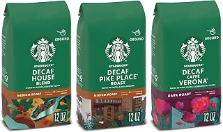 Medium & Dark Roast Decaf Ground Coffee, Variety Pack, 3 bags (12 oz each)