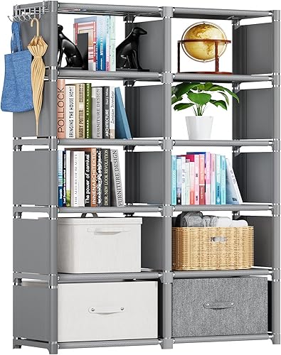 Mavivegue Librería, organizador de almacenamiento de 10 cubos, organizador de estante para libros, estante alto, estuches para libros, estante de