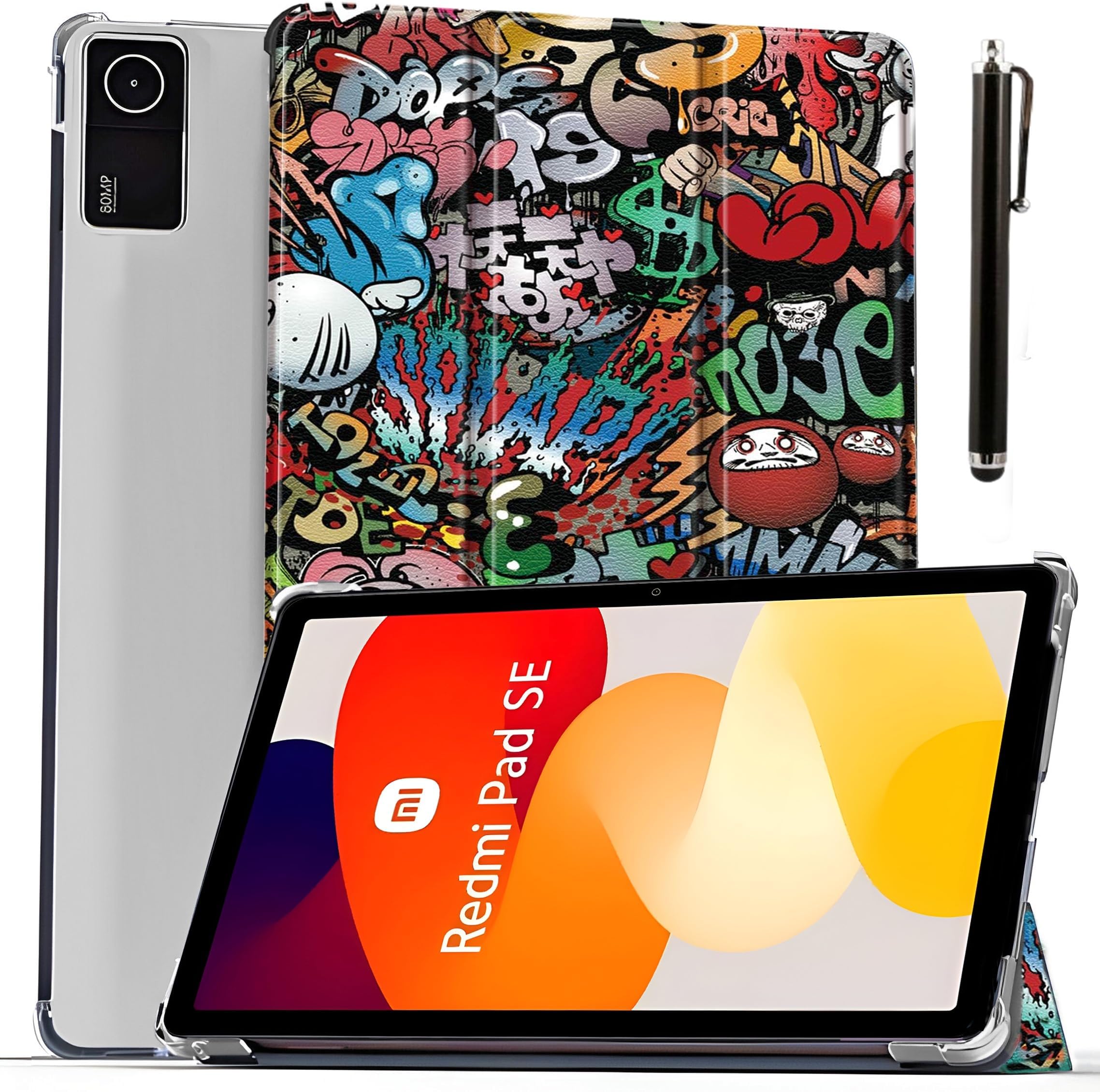 ProElite Case Cover for Redmi Pad SE 11 inch Cover, Smart Flip Case Cover for Redmi Pad SE 11 inch Translucent Back with Stylus Pen [Auto Sleep Wake Feature], Hippy