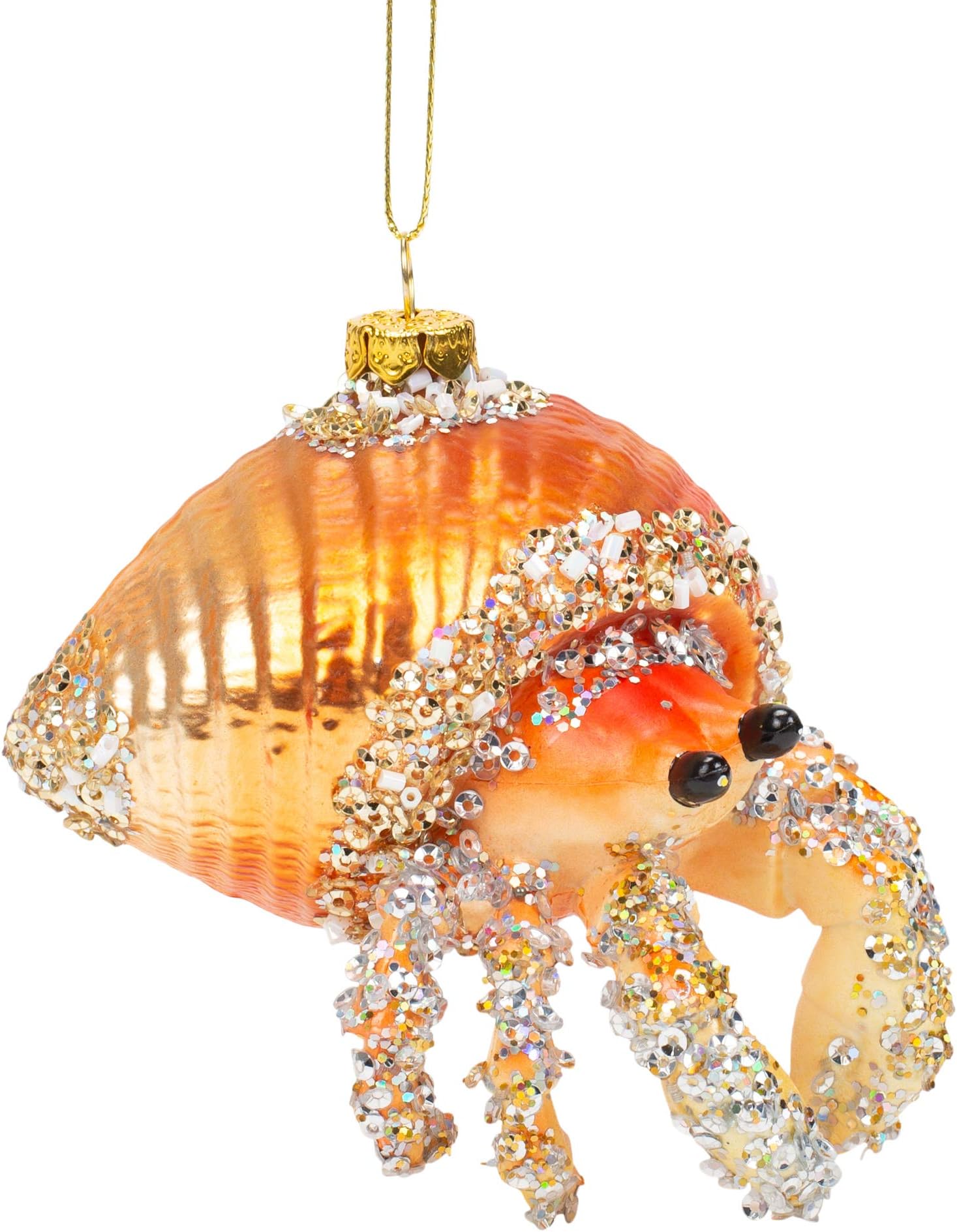 Midwest Blown Glass Embellished Hermit Crab Ornament