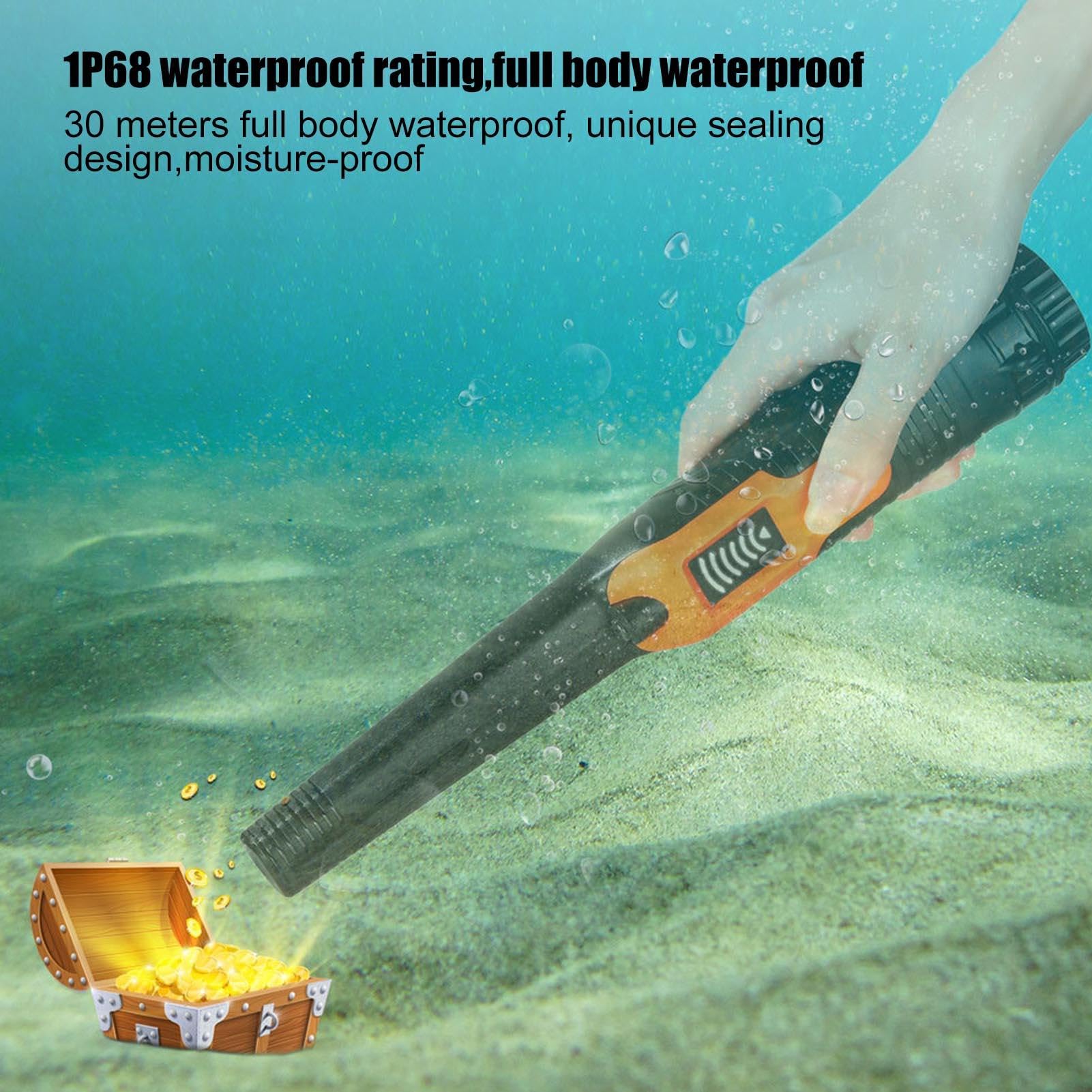 Metal Finder Detector, Metal Detector oro,Cercatore d'oro, IP68 impermeabili - per rilevatori ad alta sensibilità, luce LED, scansione a 360°, alta precisione