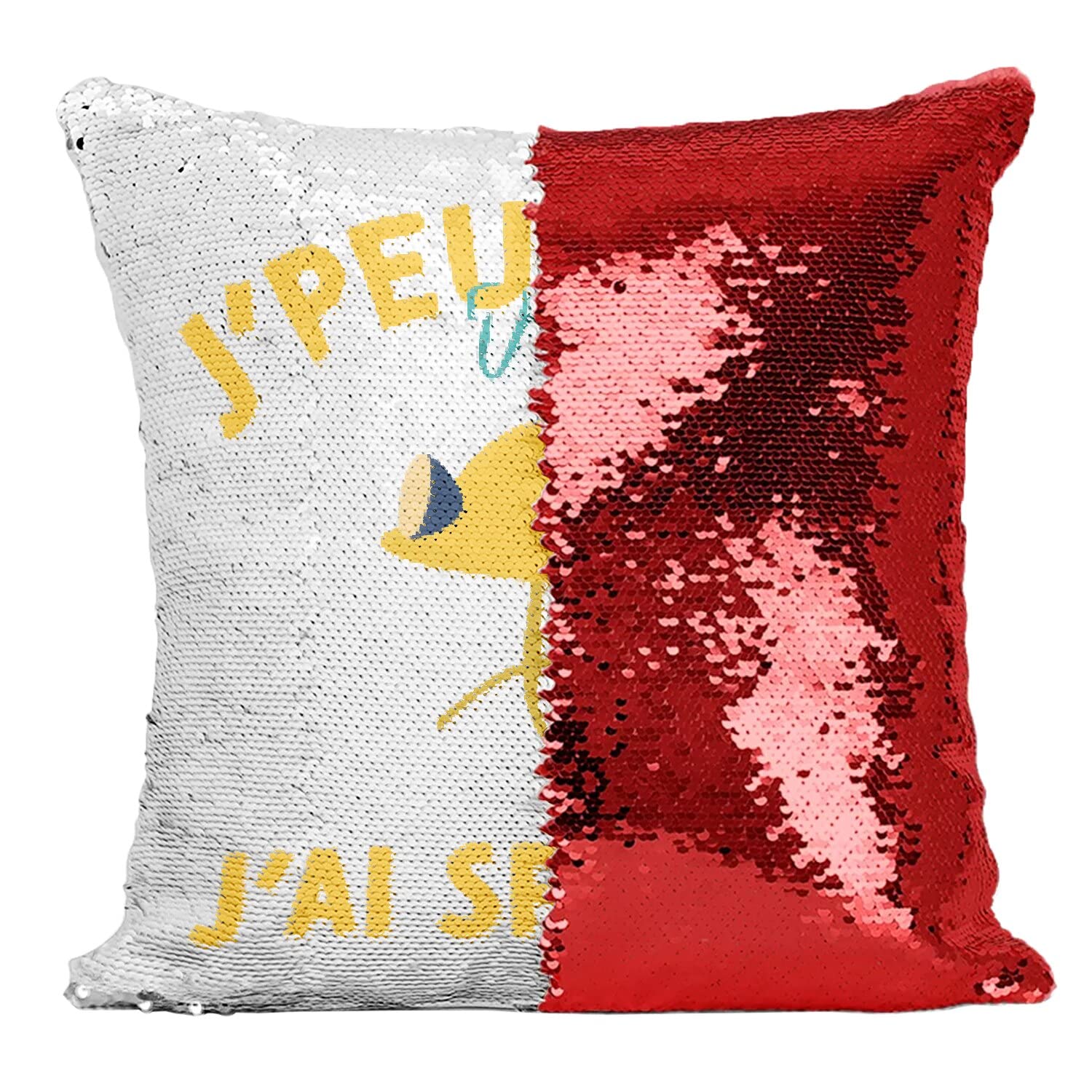 Coussin spéléologie découverte grotte housse sequin paillettes rouge caverne