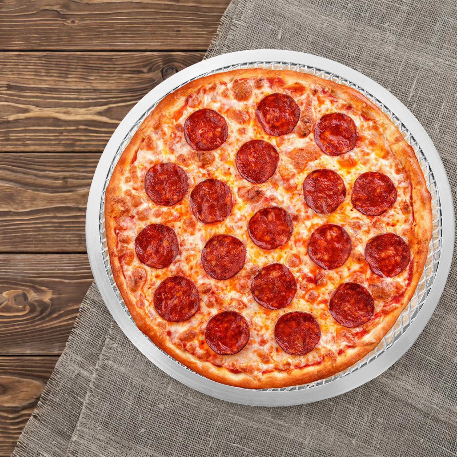 GALPADA Set de 3 Bandejas para Pizza de Aluminio Malla Perforada, Ligeras y Convenientes, Tamaño 10 y 14 Pulgadas para Diversas Necesidades de Horneado