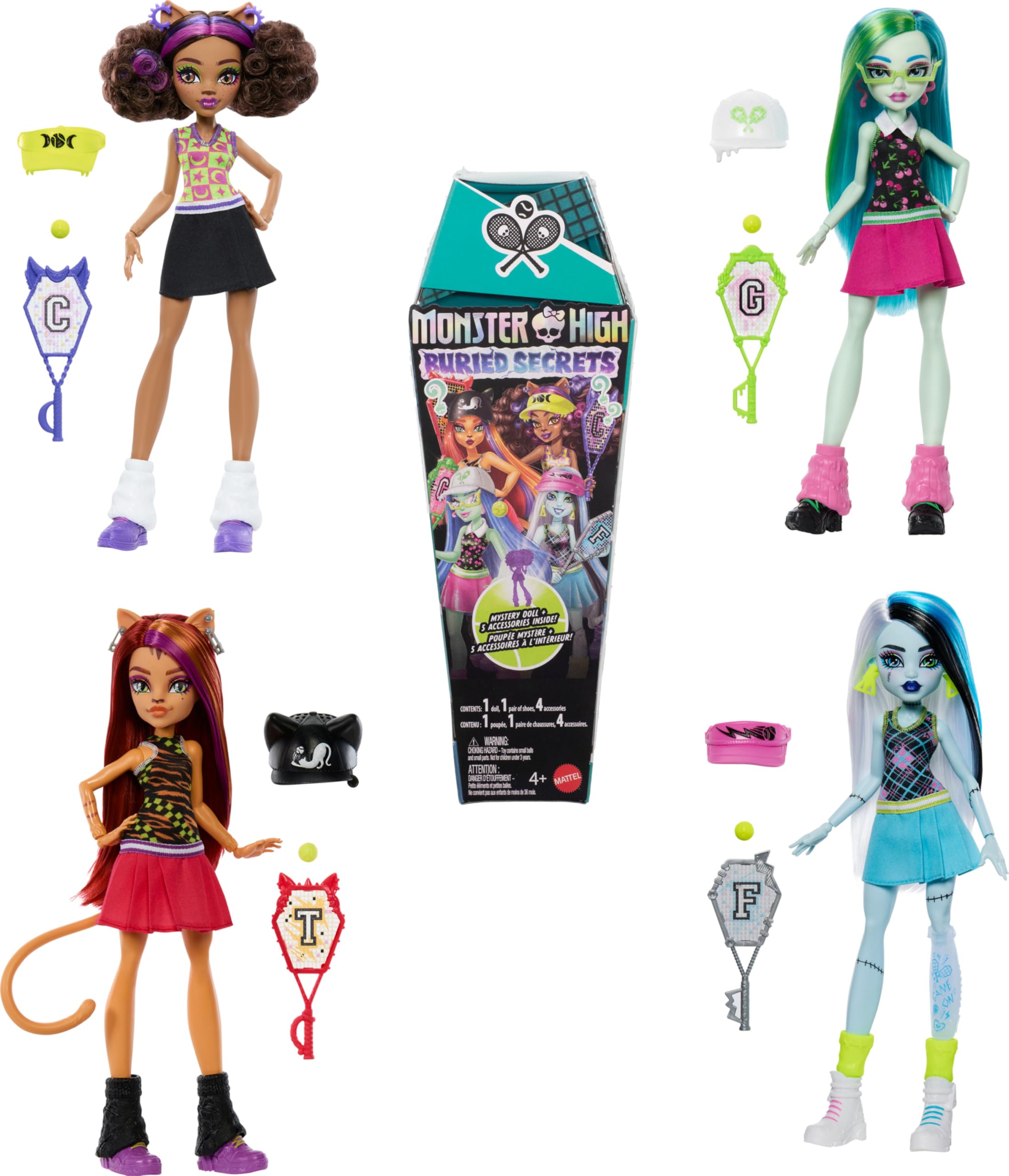 Monster High Buried Secrets Dolls and Accessories, Cozy Creepover Theme with Mystery Doll and 5 Unboxing Surprises (Characters May Vary), HYV64