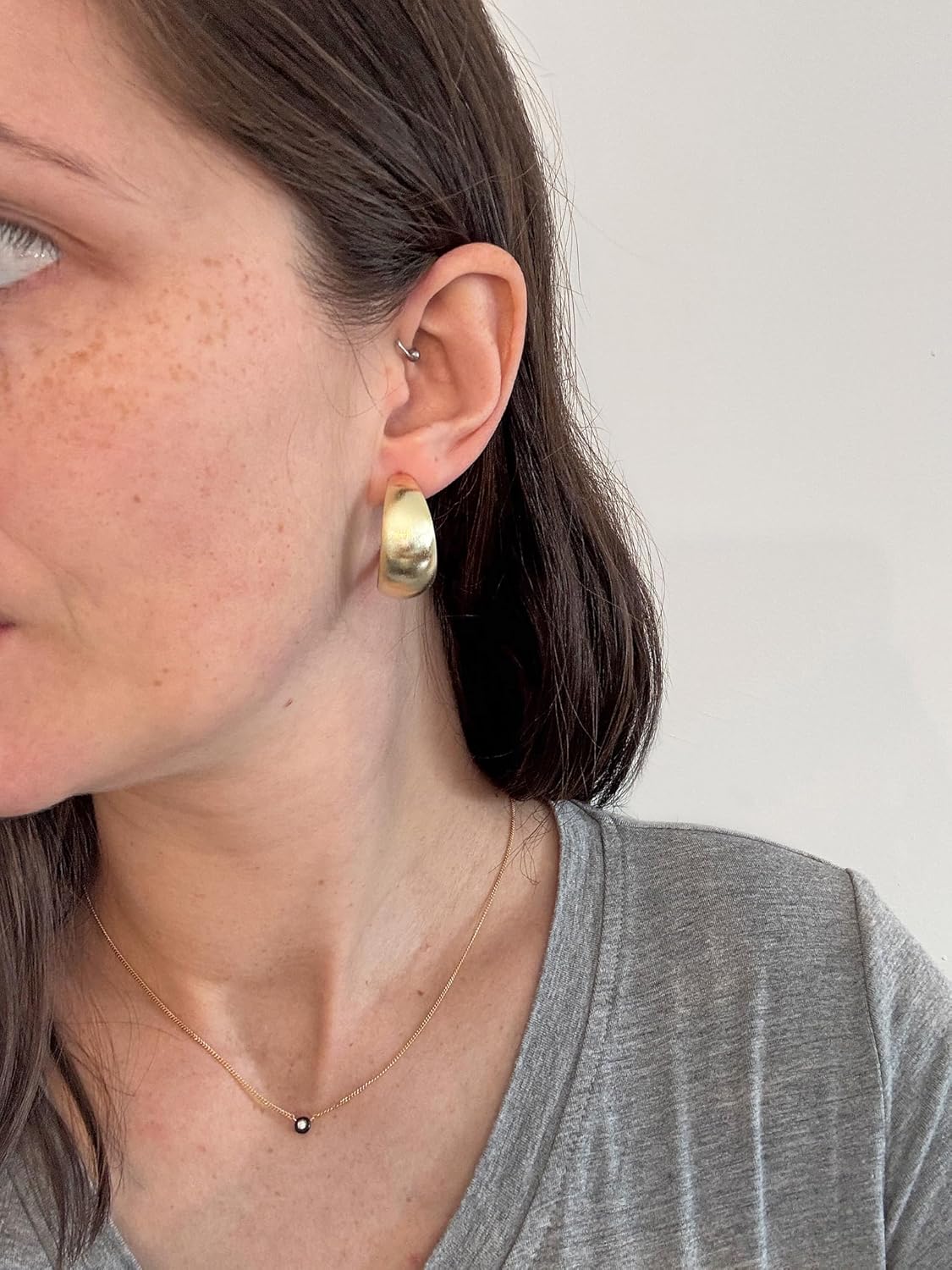 Sheila Fajl Monica Wide Curved Hoop Earrings in Brushed Gold Plated