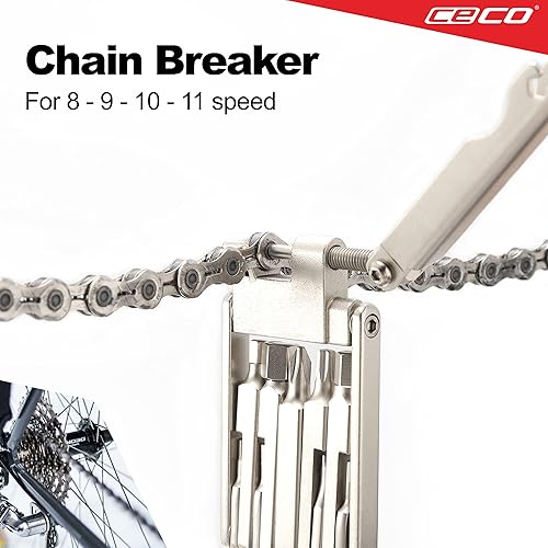 Miniatura 5 de CECO -USA Herramienta de bicicleta de 13 funciones con interruptor de cadena - Multiherramienta para bicicleta - Ultra delgado, tamaño de bolsillo