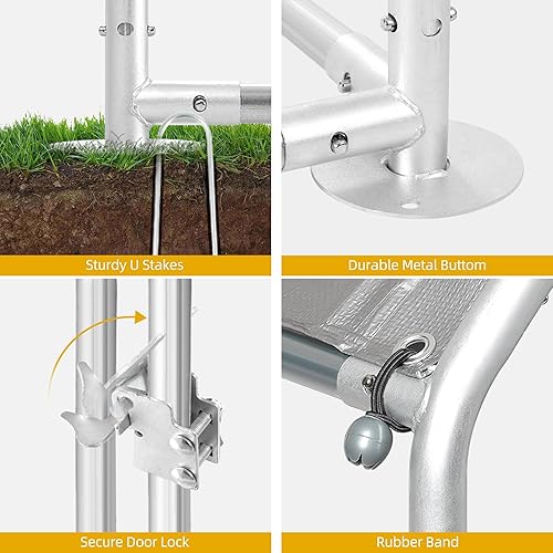 Miniatura 16 de DWVO Gallinero de metal grande para 20 a 30 pollos, 19.1 x 9.8 x 6.4 pies, jaula para aves de corral para patio al aire libre con cubierta