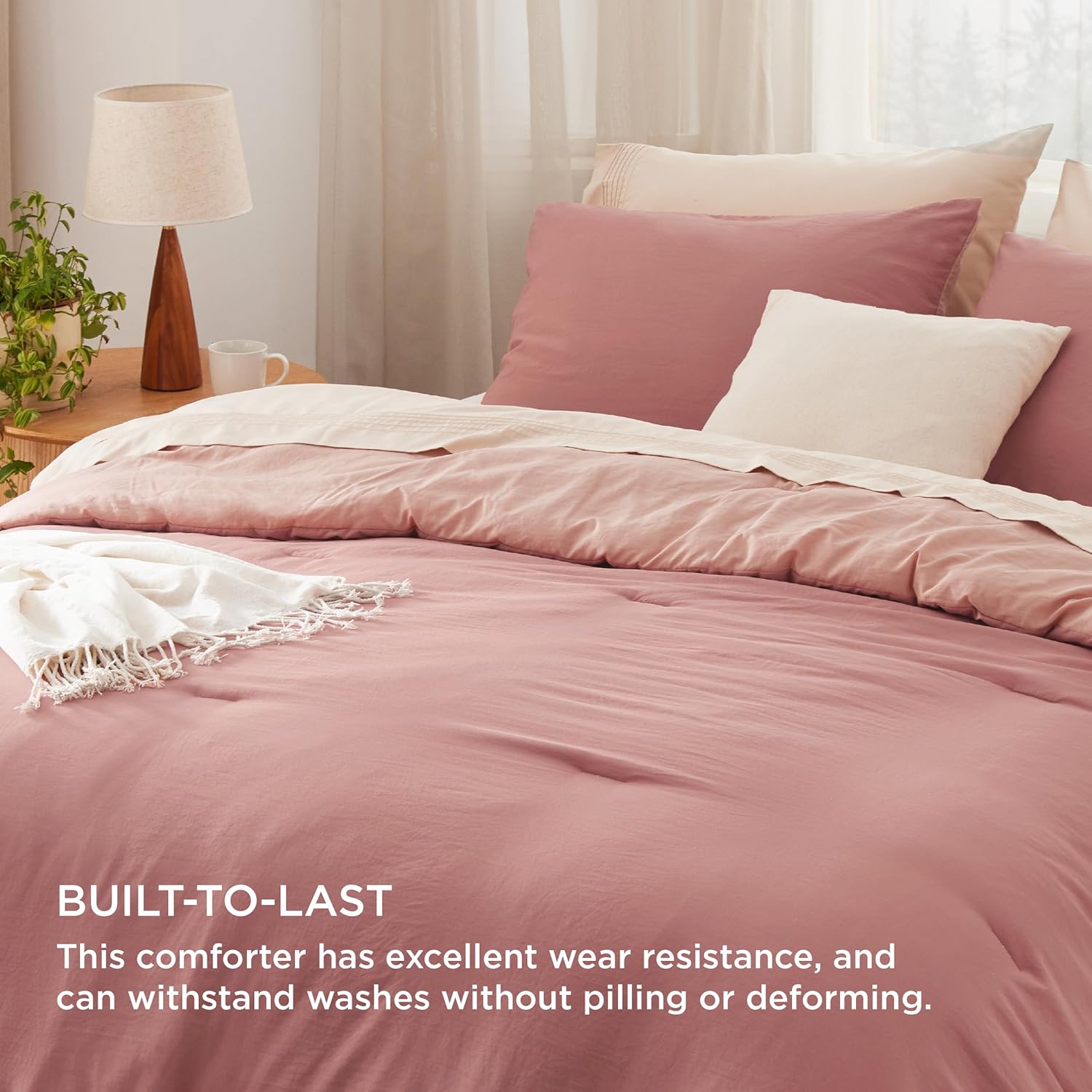 Bedsure Twin/Twin XL Comforter Set, Pink Clay Soft Prewashed Bedding for All Seasons, 2 Pieces GentleSoft™ Bed Set, 1 Lightweight Comforter (68"x88") and 1 Pillowcase (20"x26") - Image 3
