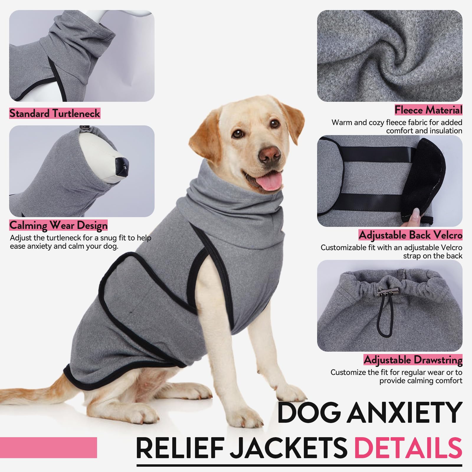 Chaquetas Antiestrés para Perros, Chaleco Relajante para Perros, Chaleco Anti-Ansiedad para Perros con Capucha Calmante, Jersey para Perros Pequeños, Medianos y Grandes, Abrigo Perro