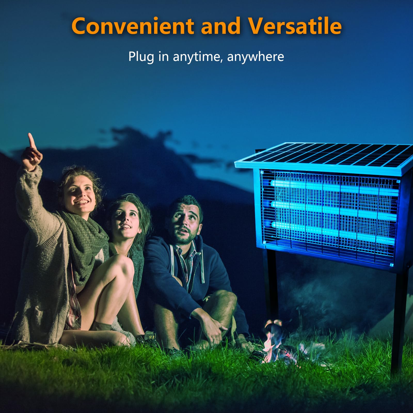 Leistungsstarker großer Solar-Insektenvernichter für den Außenbereich, für 6000 m², poartable wiederaufladbare Mückenzapper mit leistungsstarkem, kabellosem Solar-Fliegenvernichter für Terrasse,