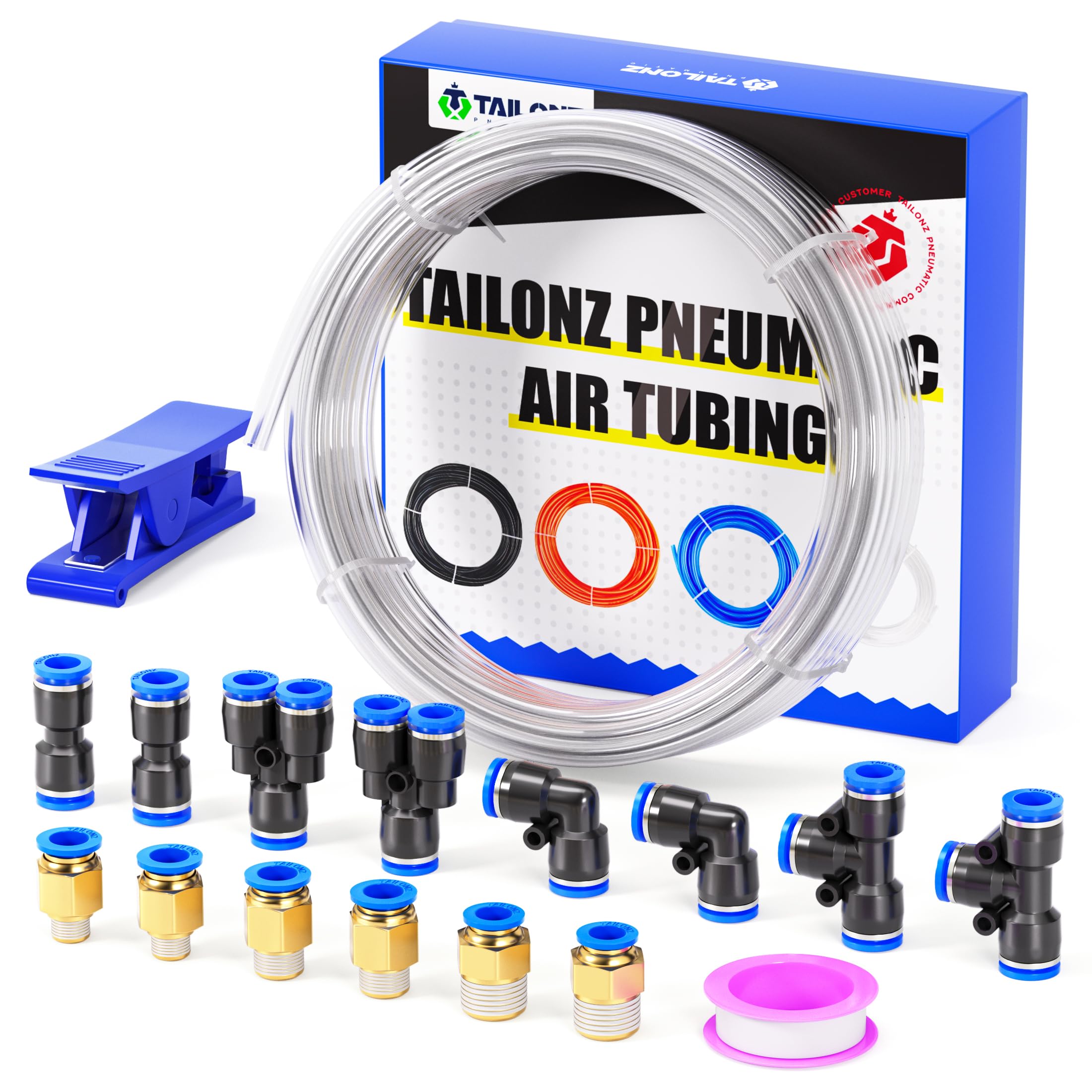 TAILONZ Clear 12mm OD 8mm ID PU Air Hose Pipe Tube Kit 10 Meter 32.8ft