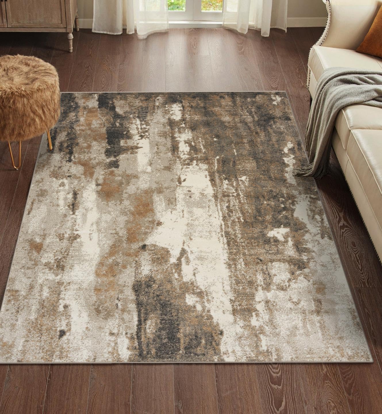 LUXE WEAVERS Lagos Collection Beige 6x9 Abstract Area Rug