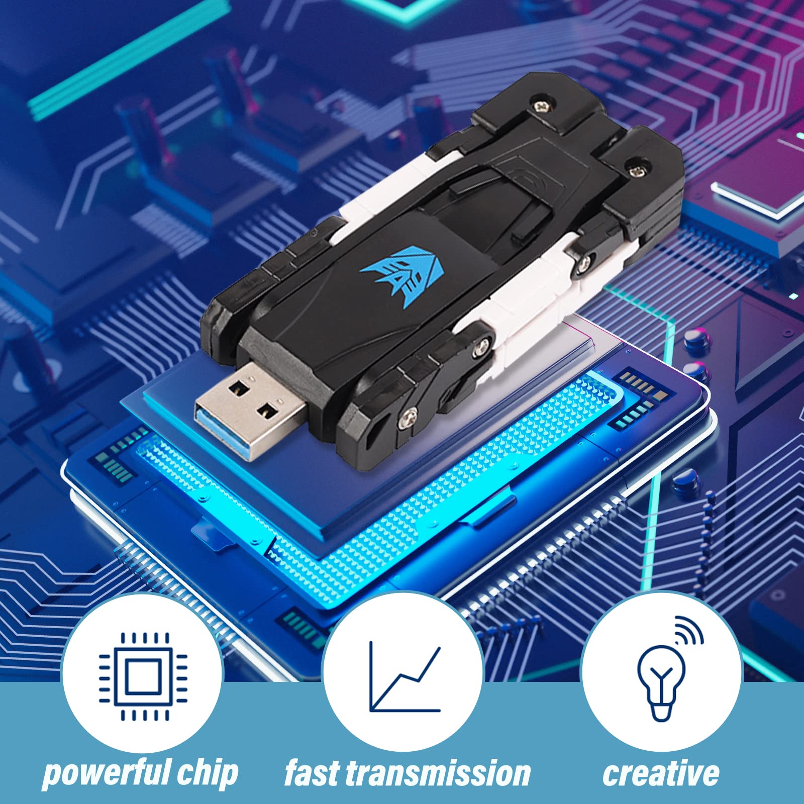 Transformer 64GB USB Flash Drives Memory Sticks Thumb Drive U Stick PenDrive Robot Dog for Student Boys Gifts (USB3.0)