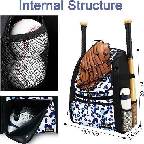 Miniatura 10 de Bolsa de béisbol juvenil con compartimento ventilado para zapatos, bolsa de bate de sóftbol para guantes de bateo, casco, equipo de teeball -