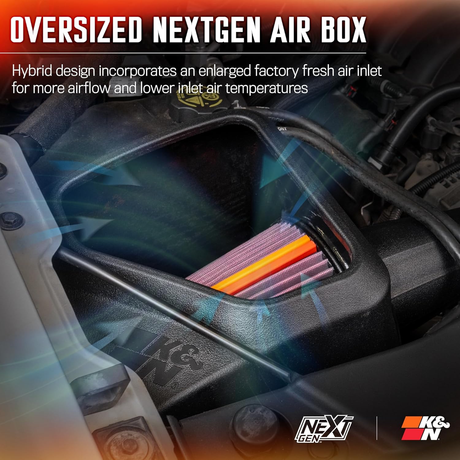 K&N NextGen Cold Air Intake System: High-Flow Cotton Filter: Compatible with 2014-2020 CADILLAC/CHEVRLOET/GMC Escalade; Silverado 1500; Suburban; Tahoe; Sierra 1500; Yukon; Yukon XL; 50-3082