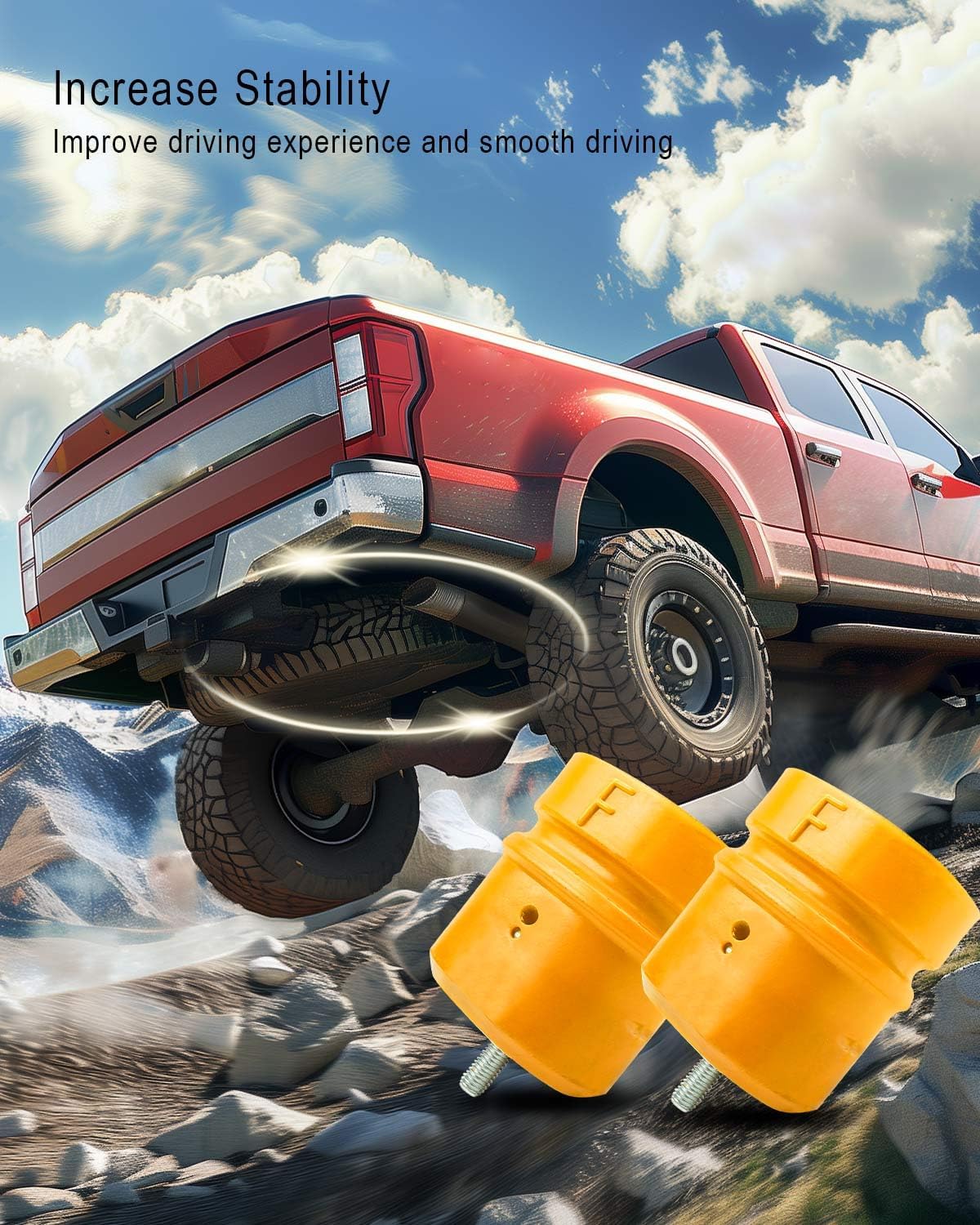 2Pcs Rear Suspension Bump Stops Fit for Ford F250 F350 Super Duty 2008-2011 Replace 8C3Z-4730-F, Leaf Spring Jounce Bumpers with Stud