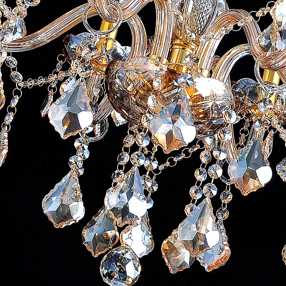 CRYSTAL PALACE 8012 Araña de Cristal Ámbar Golden 6 Luces Vela Lámpara Colgante Maria Teresa (8 Brazos)