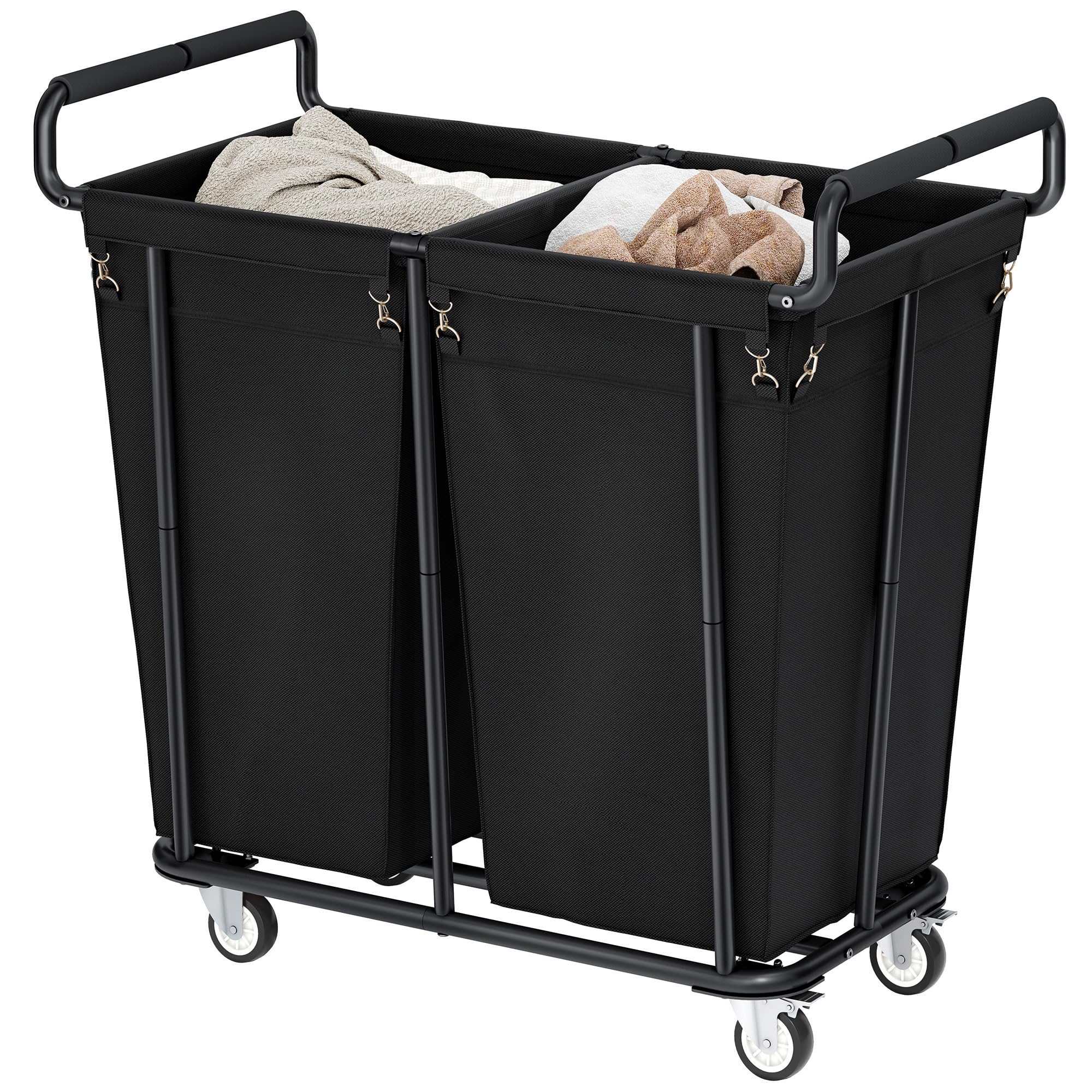Gewudraw Panier à Linge, 360L Chariot Linge Sale, 2 Compartiment Bac Linge