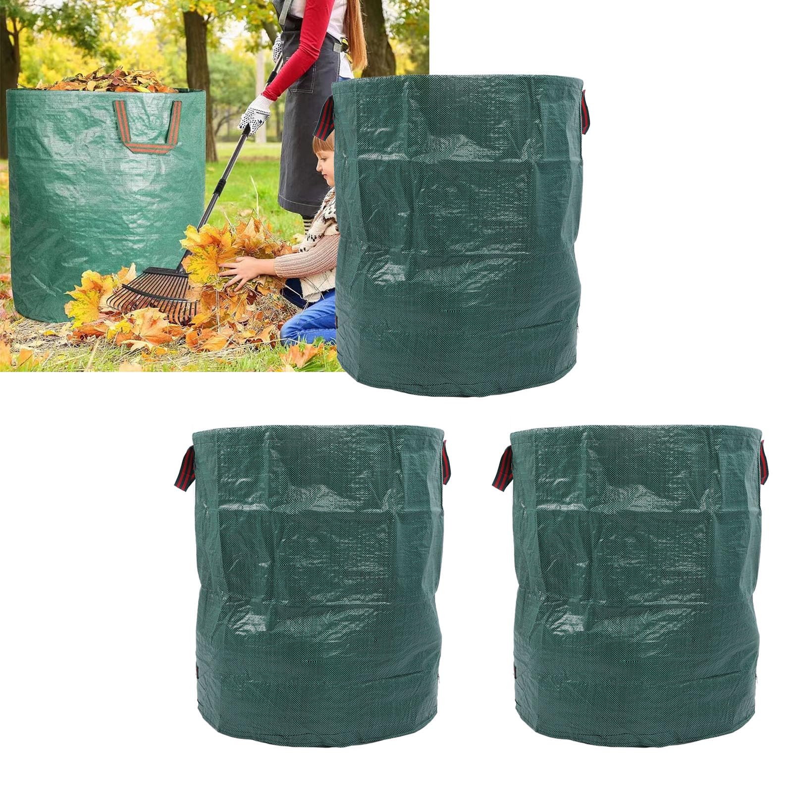 3 bolsas de jardín reutilizables de polipropileno de gran capacidad, contenedor de basura para recoger hojas, recortes, desechos y otros residuos de jardín, almacenar juguetes de peluche, lavandería