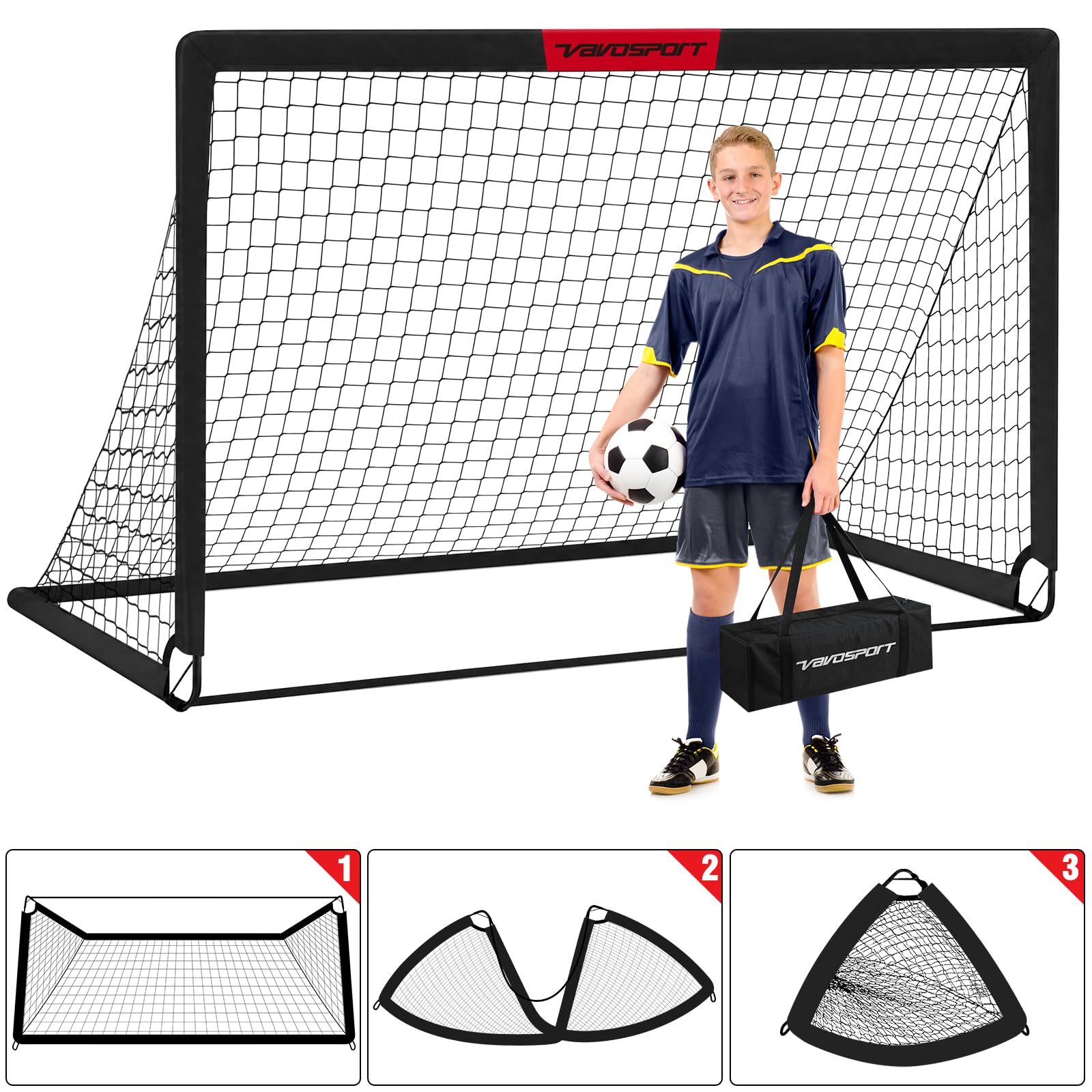 Kids Soccer Goals for Backyard Set - 2 of 7' x 5' Portable Soccer Goal Training Equipment, Pop Up Toddler Soccer Net with Soccer Ball, Soccer Set for Kids and Youth Outdoor Games, Sports, Play view 4