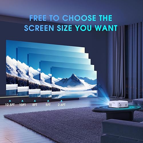 Miniatura 5 de KEJOG Mini proyector Native 1080P compatible con proyector Bluetooth 4K, proyector de película portátil para exteriores, compatible con smartphone,