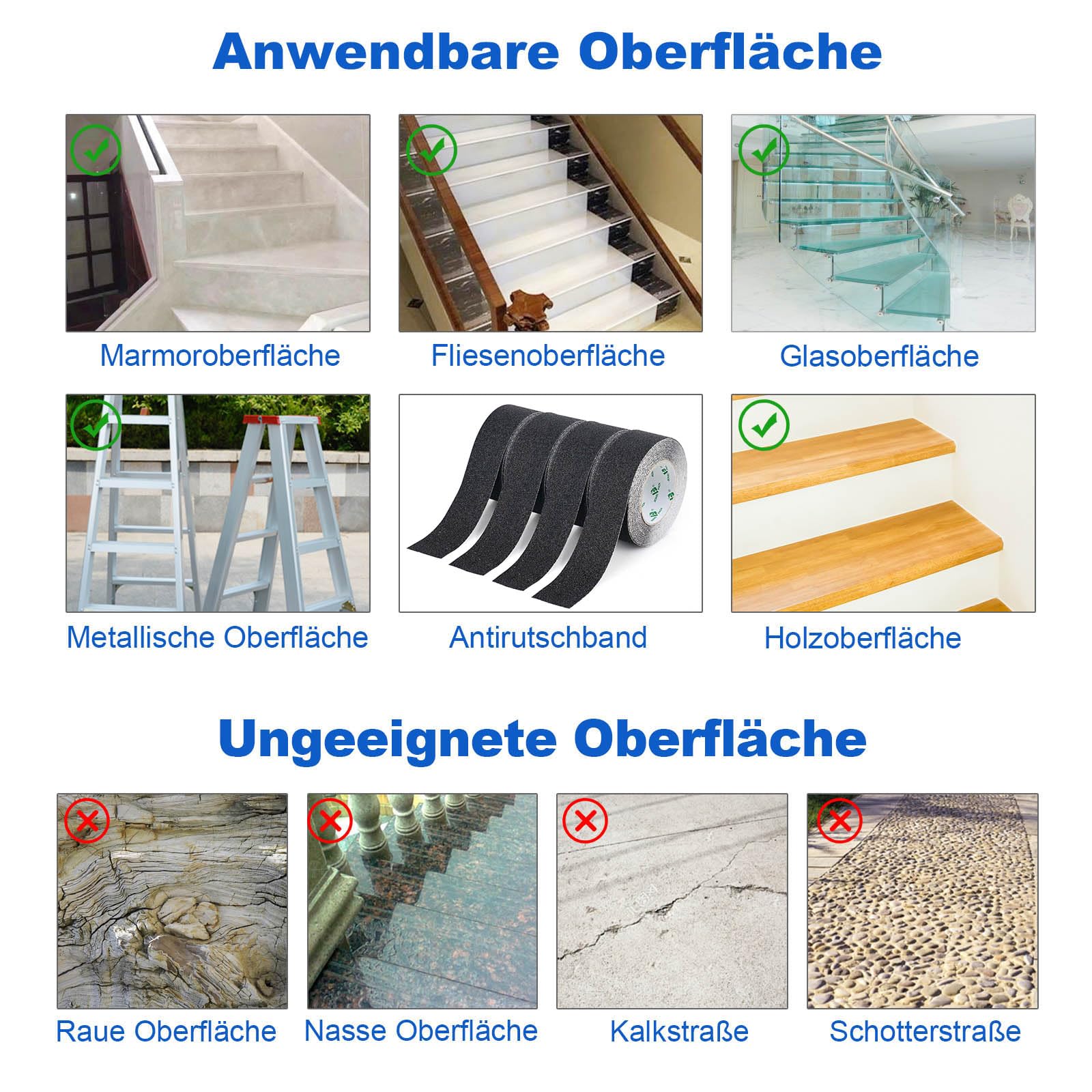 BOMEI PACK Antirutsch Klebeband Streifen mit Selbstklebend, Schwarz 4 Rollen 5cm x 10m Treppe Stufen Band Kleber Rutschfest Klebeband, Hohe Traktion für innen- und Außenbereich Non Slip Tape