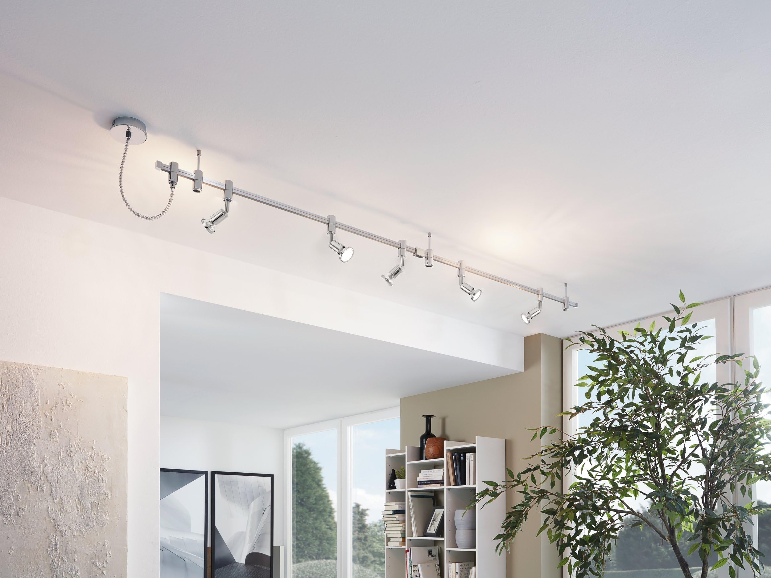 EGLO LED Deckenlampe Vilanova, 5 flammige Deckenleuchte, Deckenstrahler aus Aluminium und Metall, Wohnzimmerlampe in Chrom, Flurlampe, Spots inkl. GU10 Leuchtmittel, warmweiß