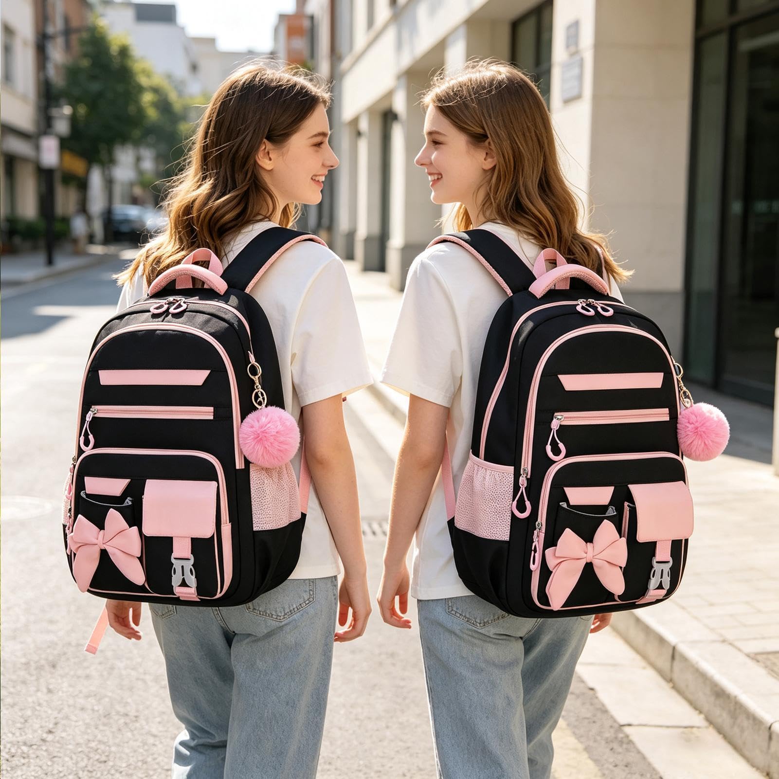 Zaino Per Le Ragazze Zaino grande e spazioso con borsa pranzo e astuccio | Borsa per libri scolastica Studenti Elementari, Prescolari, Medie, Ragazzi, Ragazze, Tenns