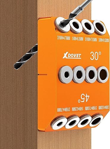 XDOVET Plantilla de taladro de 4 tamaños de ángulo de 30, 45, 90 grados, para agujeros en ánguloagujeros rectos, guía de taladro para barandilla de