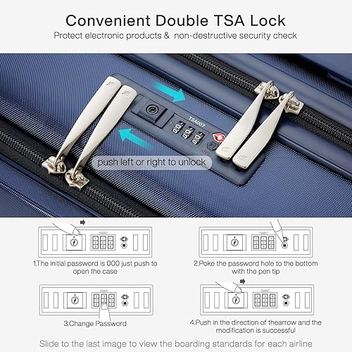 Miniatura 5 de Hanke Grace - Maletas con ruedas rígidas, equipaje de mano aprobado por aerolíneas, maleta de viaje de 20 pulgadas, equipaje ligero Tsa para viajes