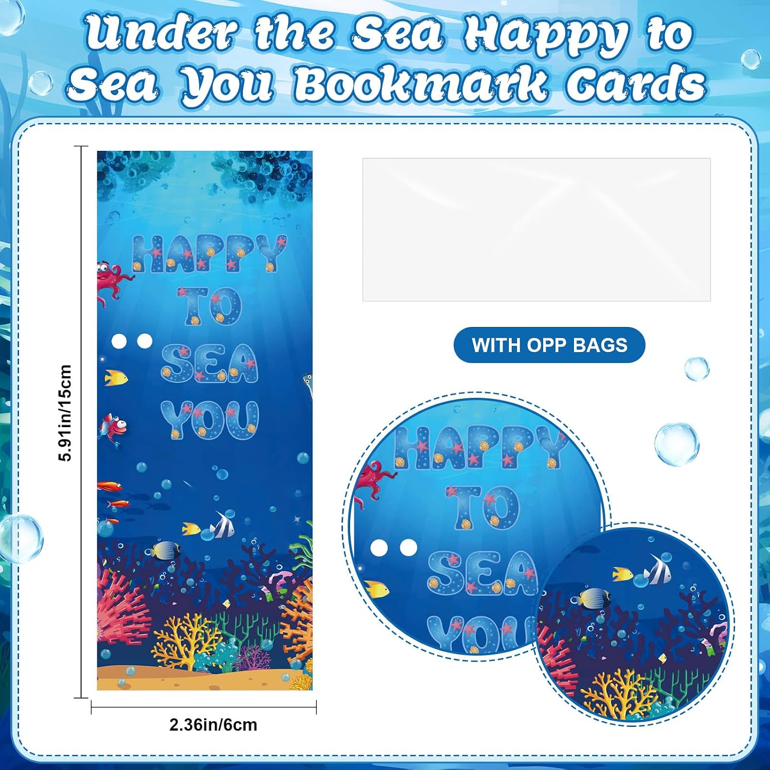 Sinload 100 Pcs Under The Sea Party Favor Ocean Ballpoint Pens with Happy to Sea You Bookmark Seas Animal Theme Graduation Gifts for Student Teacher Birthday Classroom Gift Rewards Supplies