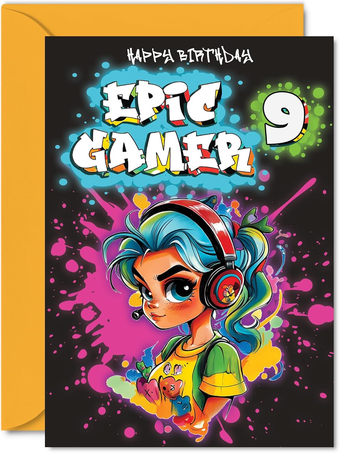 9歳の誕生日カード ガールズ - Epic Gamer クリアランス Girl - 9歳の