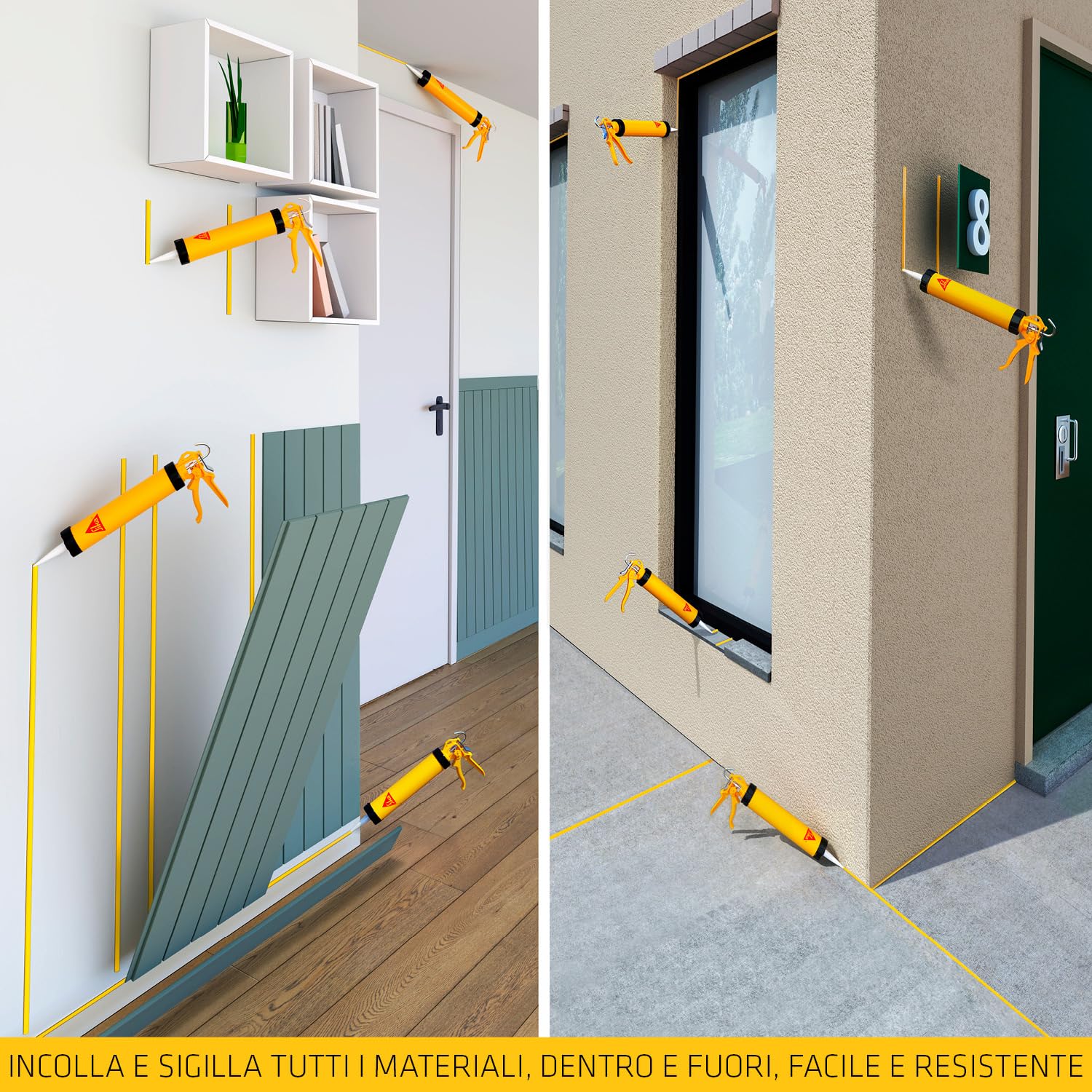 SIKA - Sigillante adesivo multiuso - Sikaflex-111 Stick & Seal, Grigio - Ideale per esterni, resistente e flessibile - La soluzione pronta all'uso per ogni fissaggio - 290ml