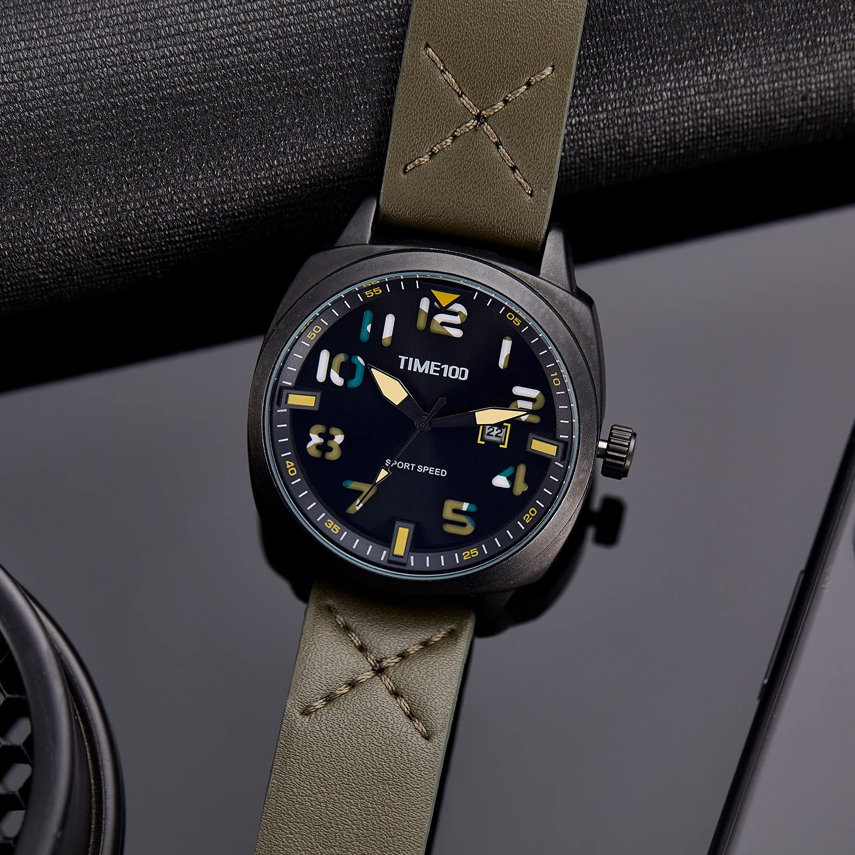 TIME100 Reloj deportivo digital militar electrónico impermeable luminoso japonés cuarzo relojes para hombres y mujeres verde