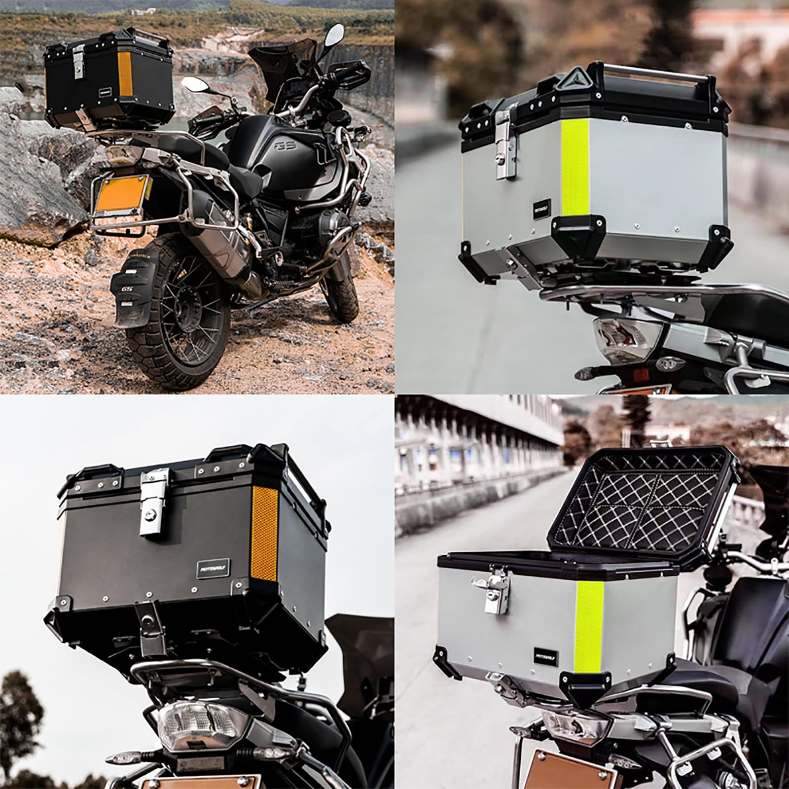 Walizka motocyklowa, Walizka motocyklowa Walizka motocyklowa Wodoodporna tylna walizka motocyklowa 45L 57L Uniwersalny Motocykl Walizka Motocyklowa Bagażnik 57L Czarny