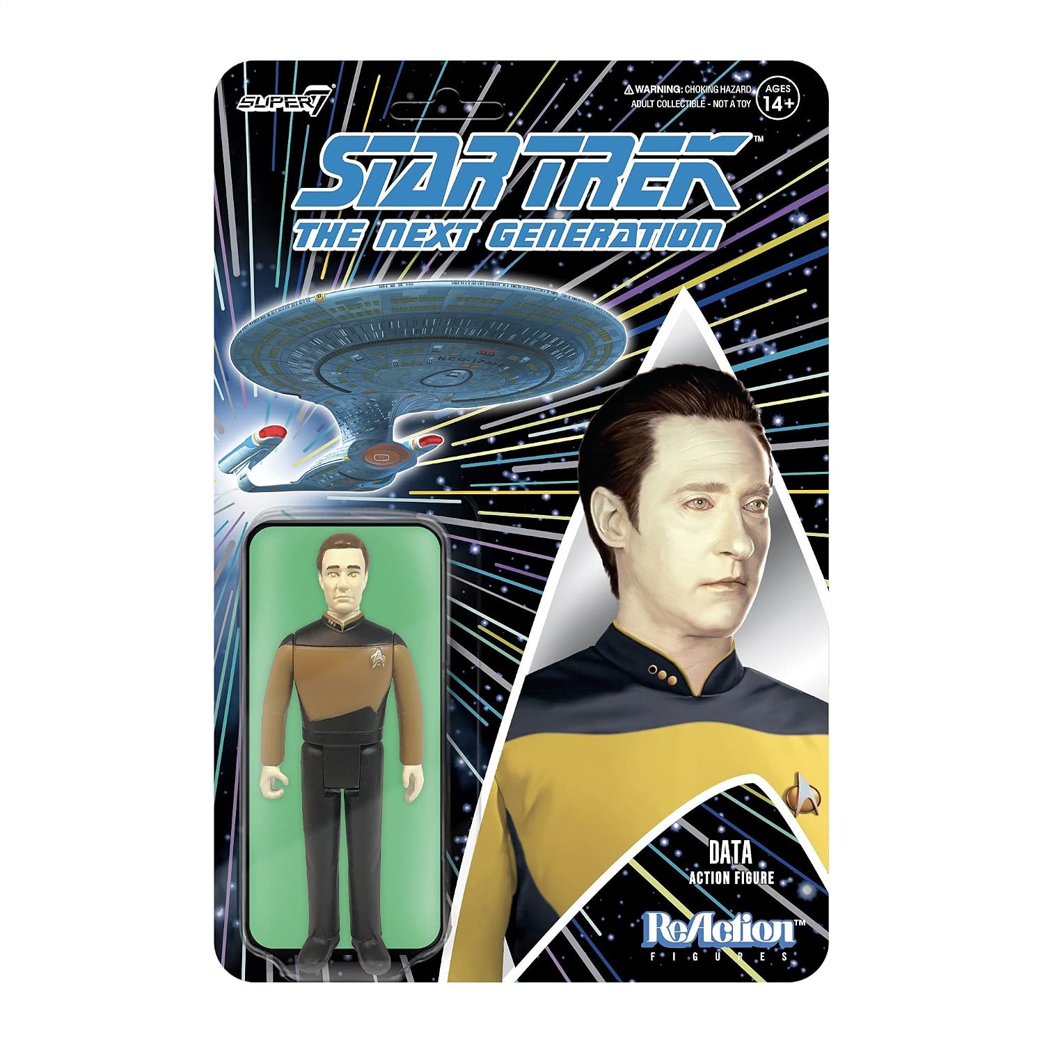 SUPER7 - Star Trek: The Next Generation ReAction Figure Wave 1 - Data, Multicolor, std