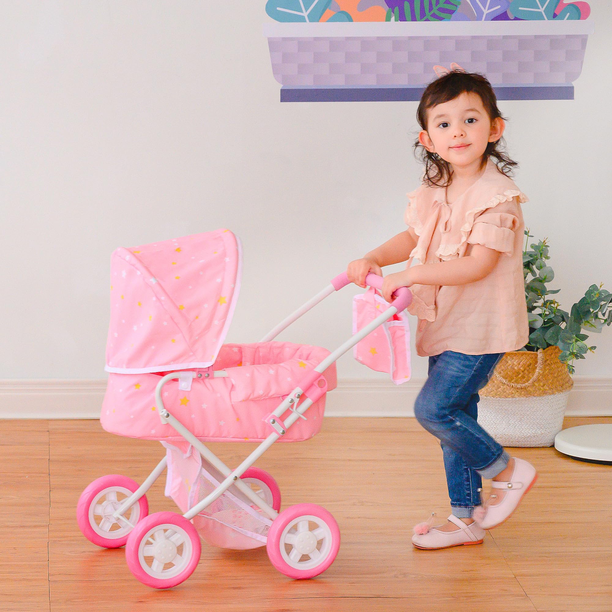 Olivia's Little World 'Twinkle Stars' Délux Poupée Poussette Rose OL-00011