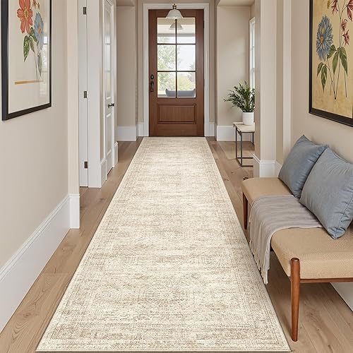 Miniatura 125 de Alfombra lavable de 8 x 10 pies, alfombra grande y suave para sala de estar, alfombra vintage beige, alfombra de 8 x 10 pies, para dormitorio,