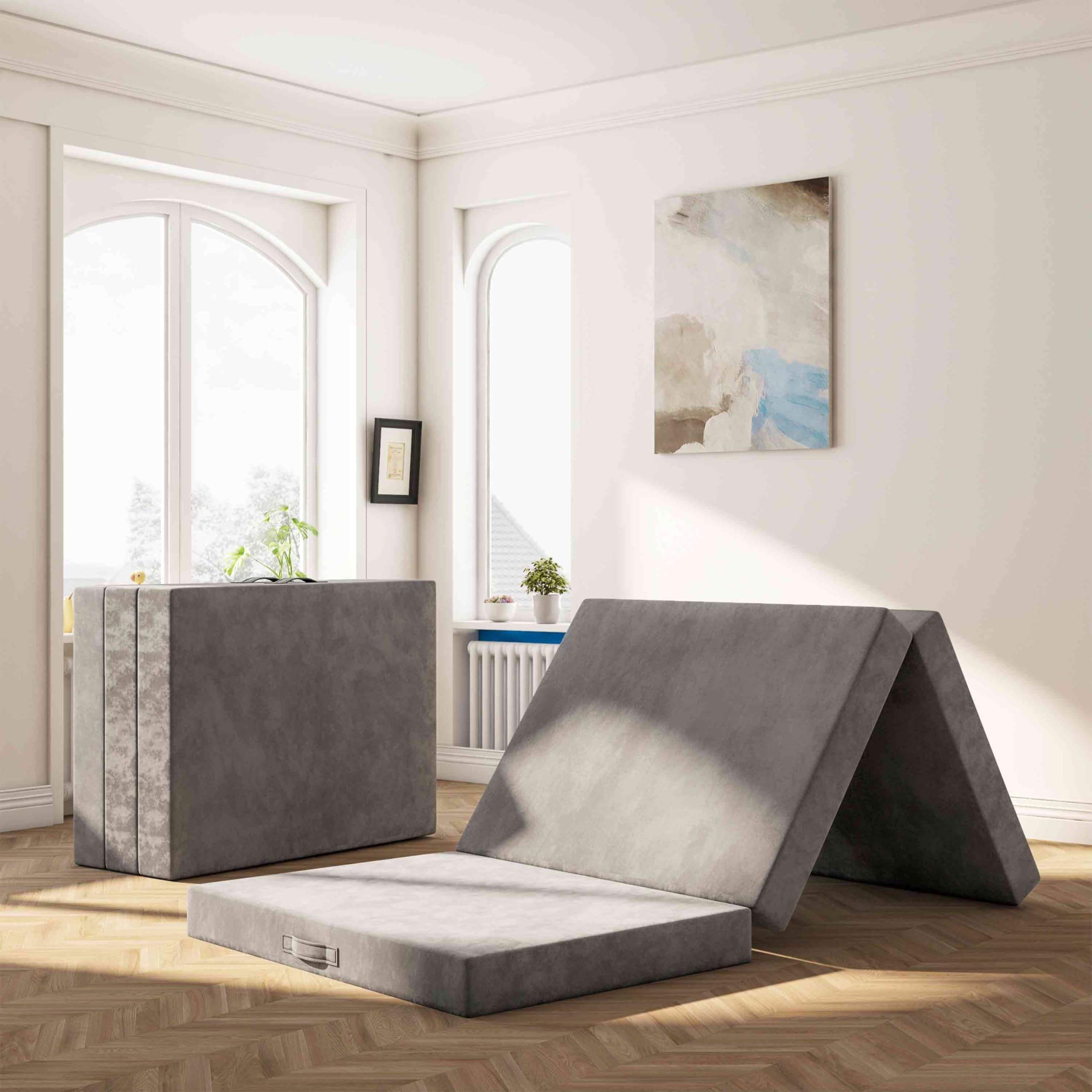 Opklapmatras 140x195x10cm Middelhard - Vouwmattras Gastenbed Extra Dik Met Wasbare Hoes