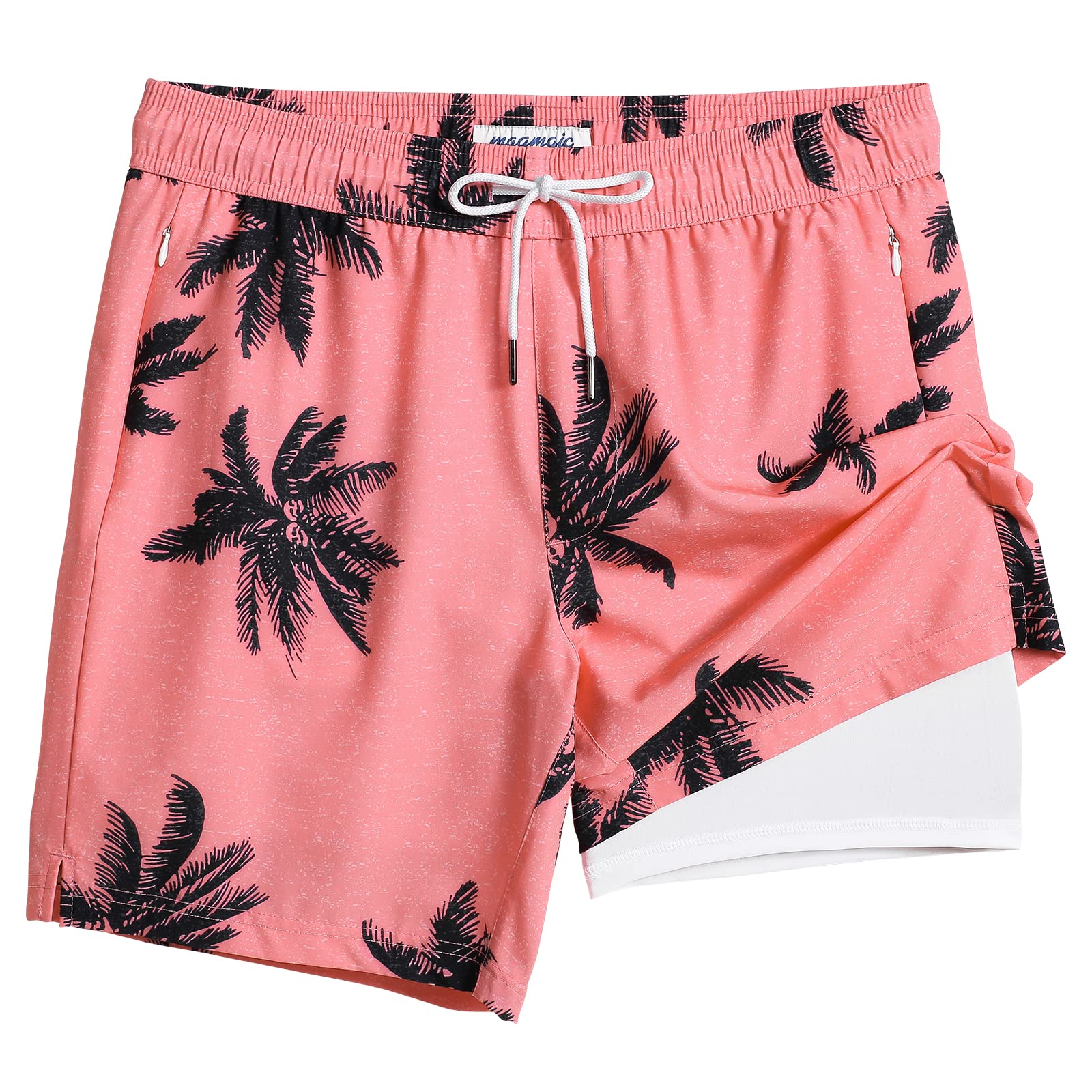 maamgic 2 in 1 Mens Swim Trunks 7 Inch Swim Shorts Swim Suits Board Shorts